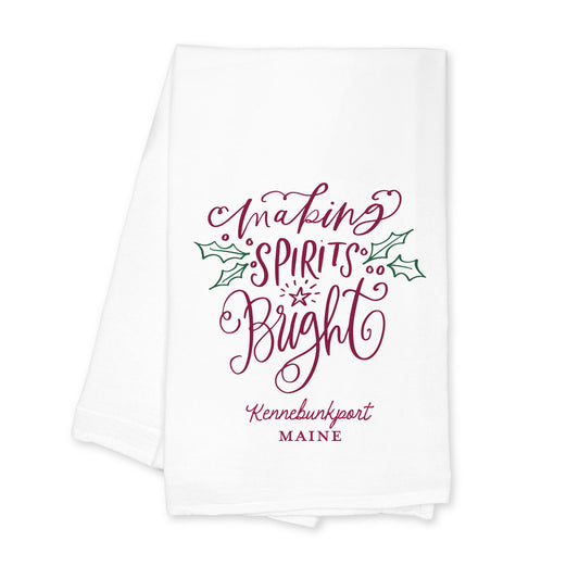 Cotton Tea Towel White-Love + Local Winterberry -0