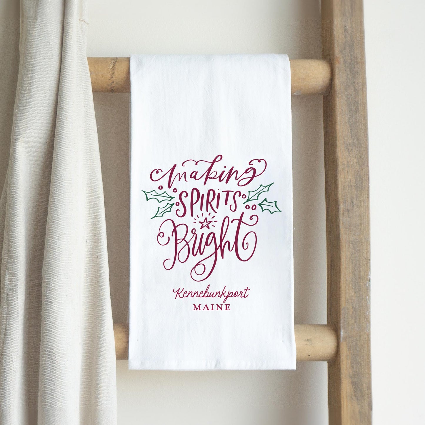 Cotton Tea Towel White-Love + Local Winterberry -2