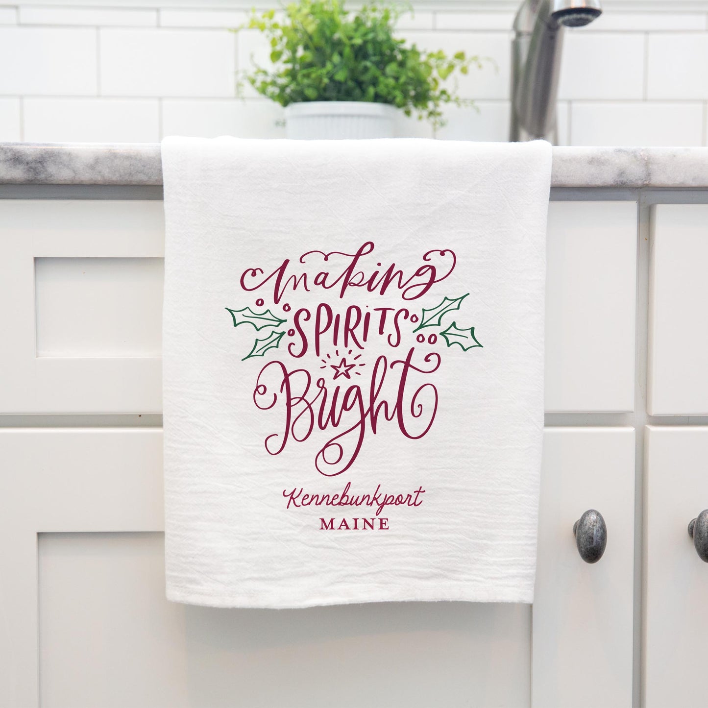 Cotton Tea Towel White-Love + Local Winterberry -3