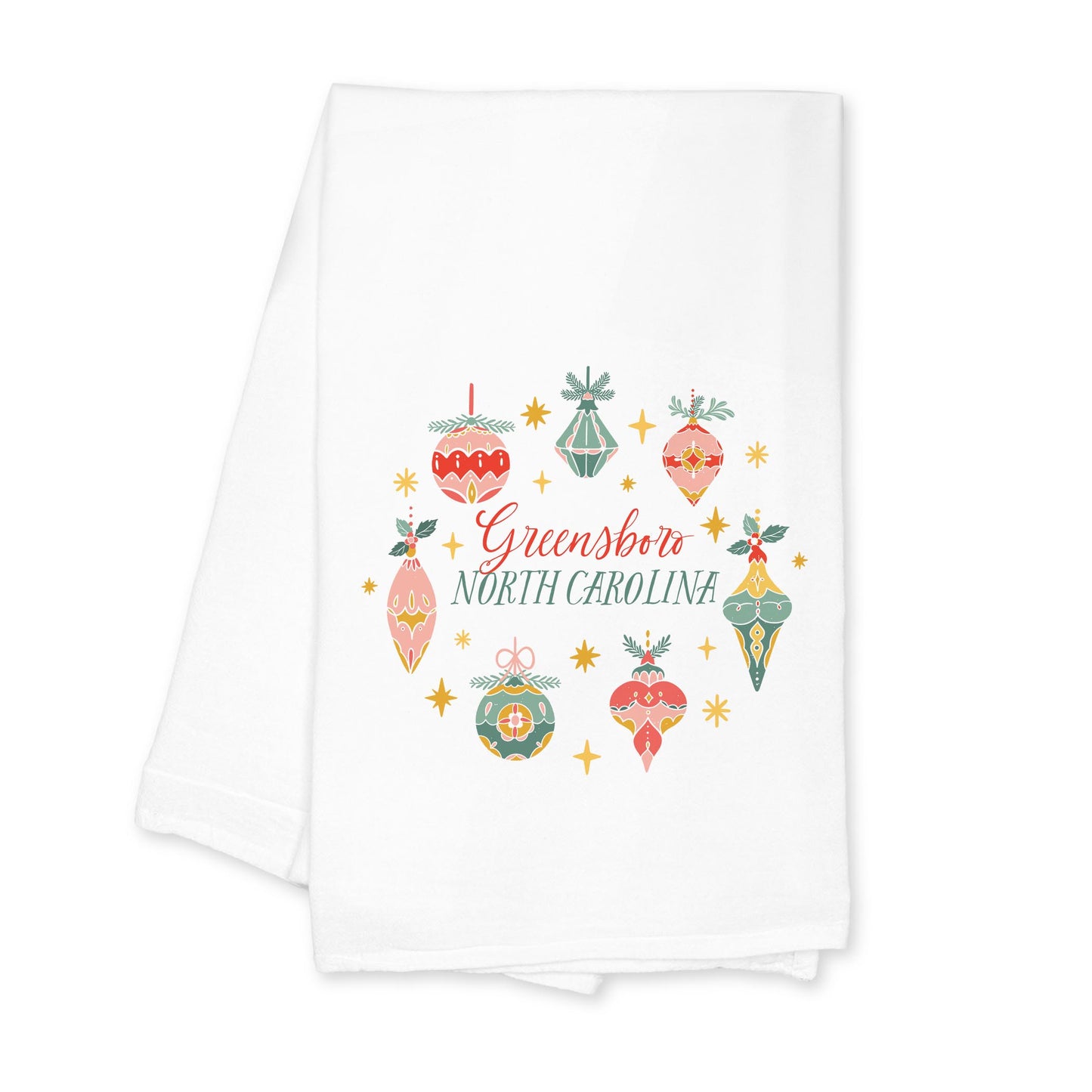 Cotton Tea Towel White-Ornament Gems