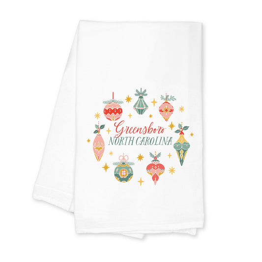 Cotton Tea Towel White-Ornament Gems