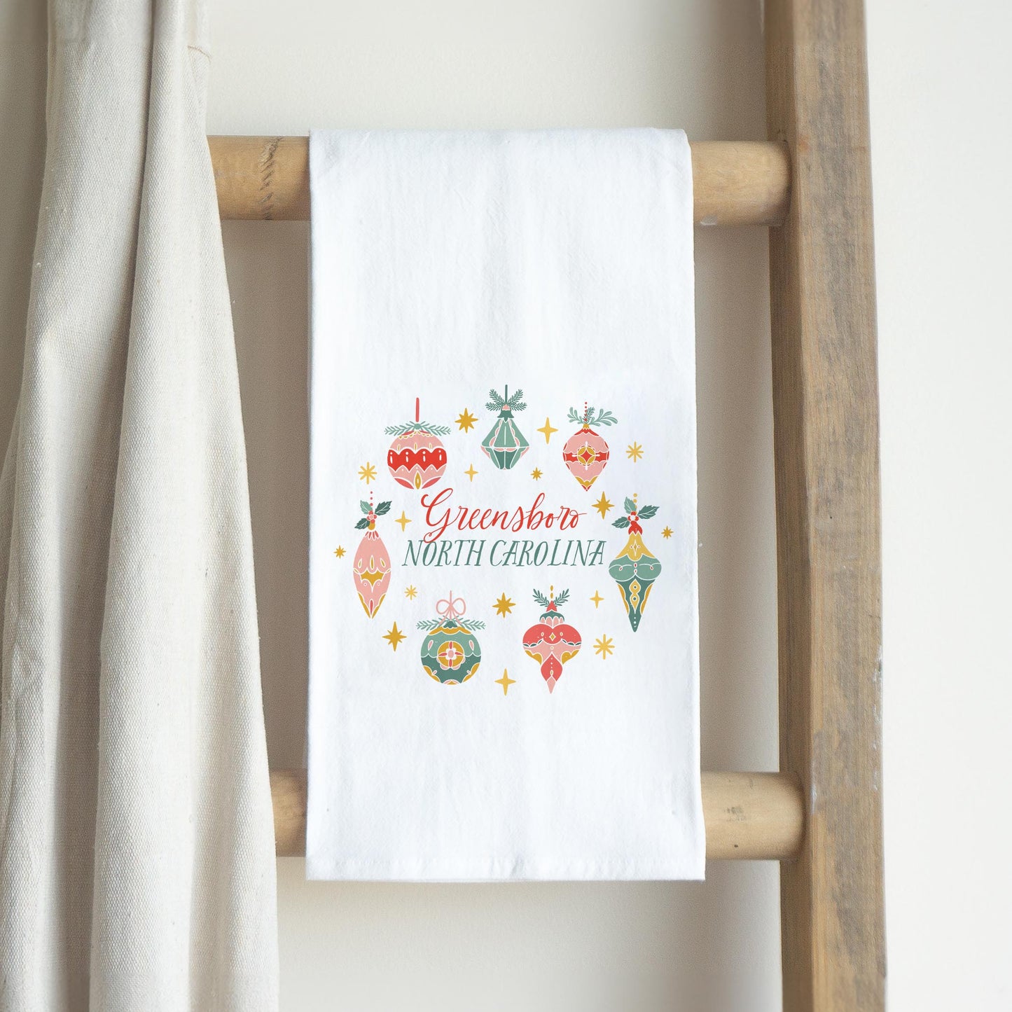 Cotton Tea Towel White-Ornament Gems