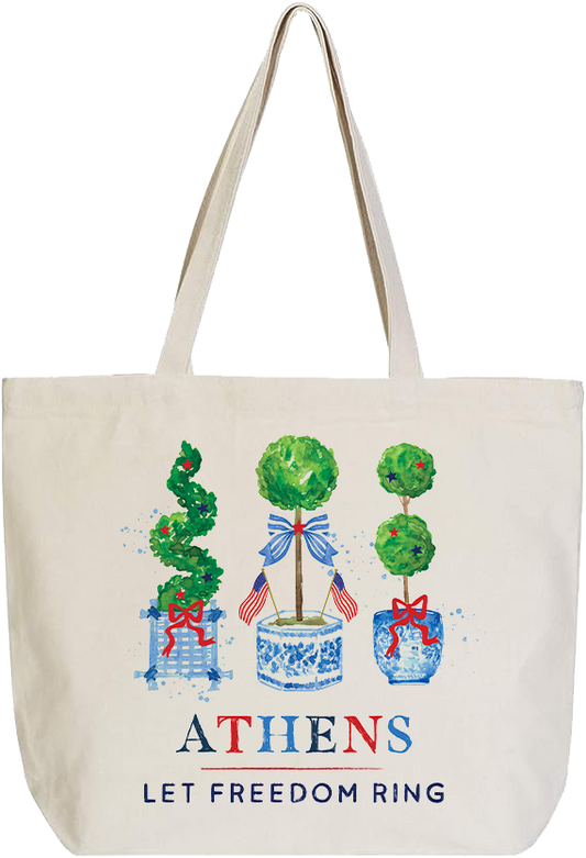 Love+Local Canvas Tote Bag | American Summer Chinoiserie Topiary