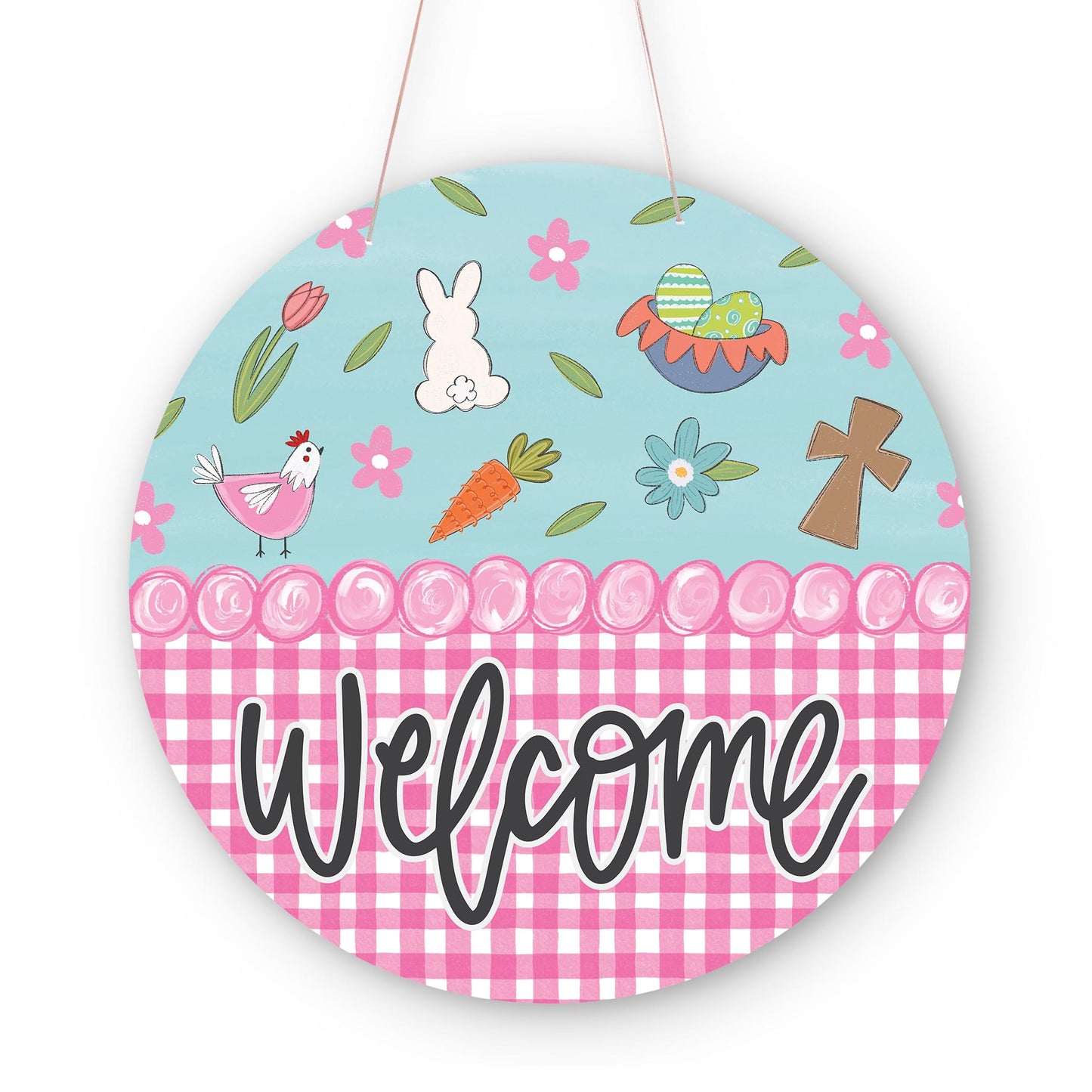 20" Door Hanger-Easter Pattern Welcome