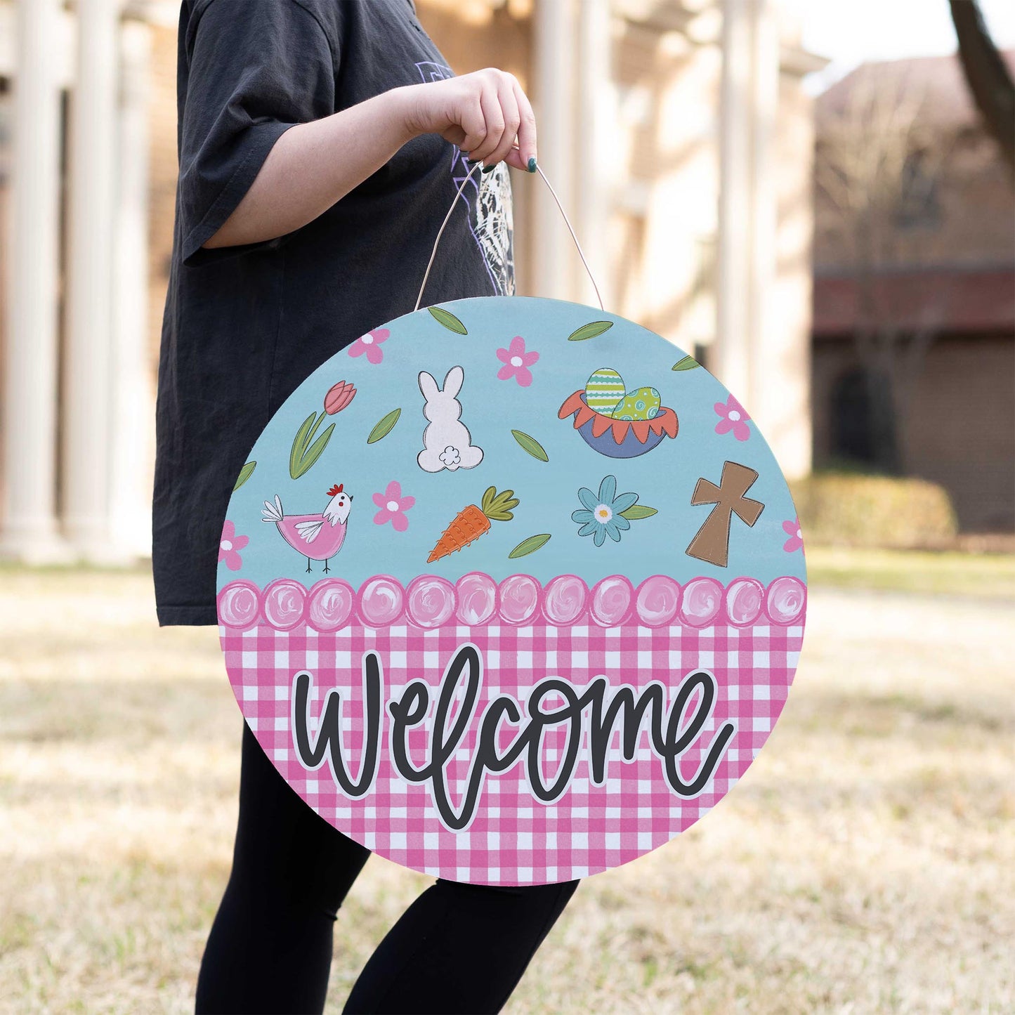 20" Door Hanger-Easter Pattern Welcome