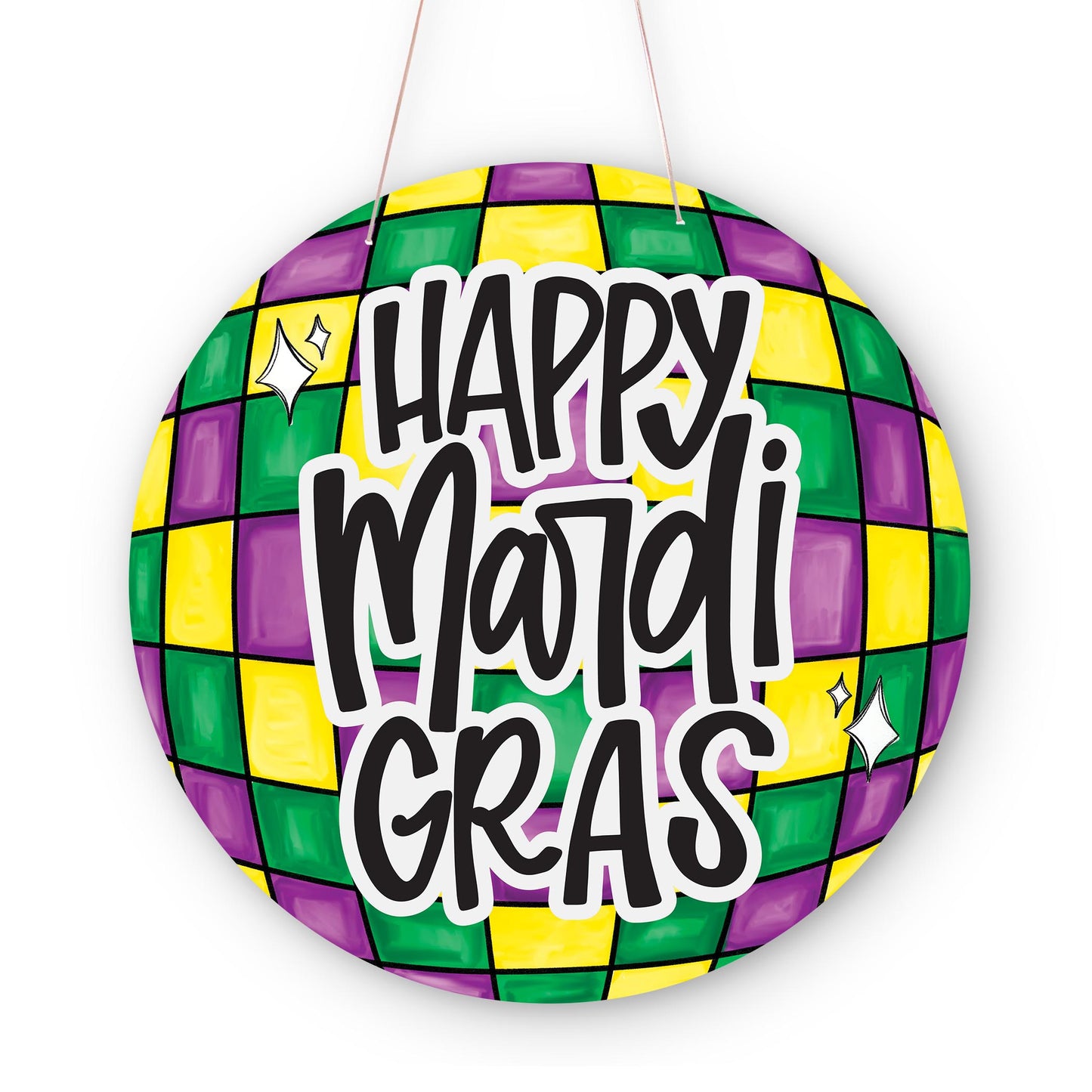 20" Door Hanger-Mardi Gras Disco Ball