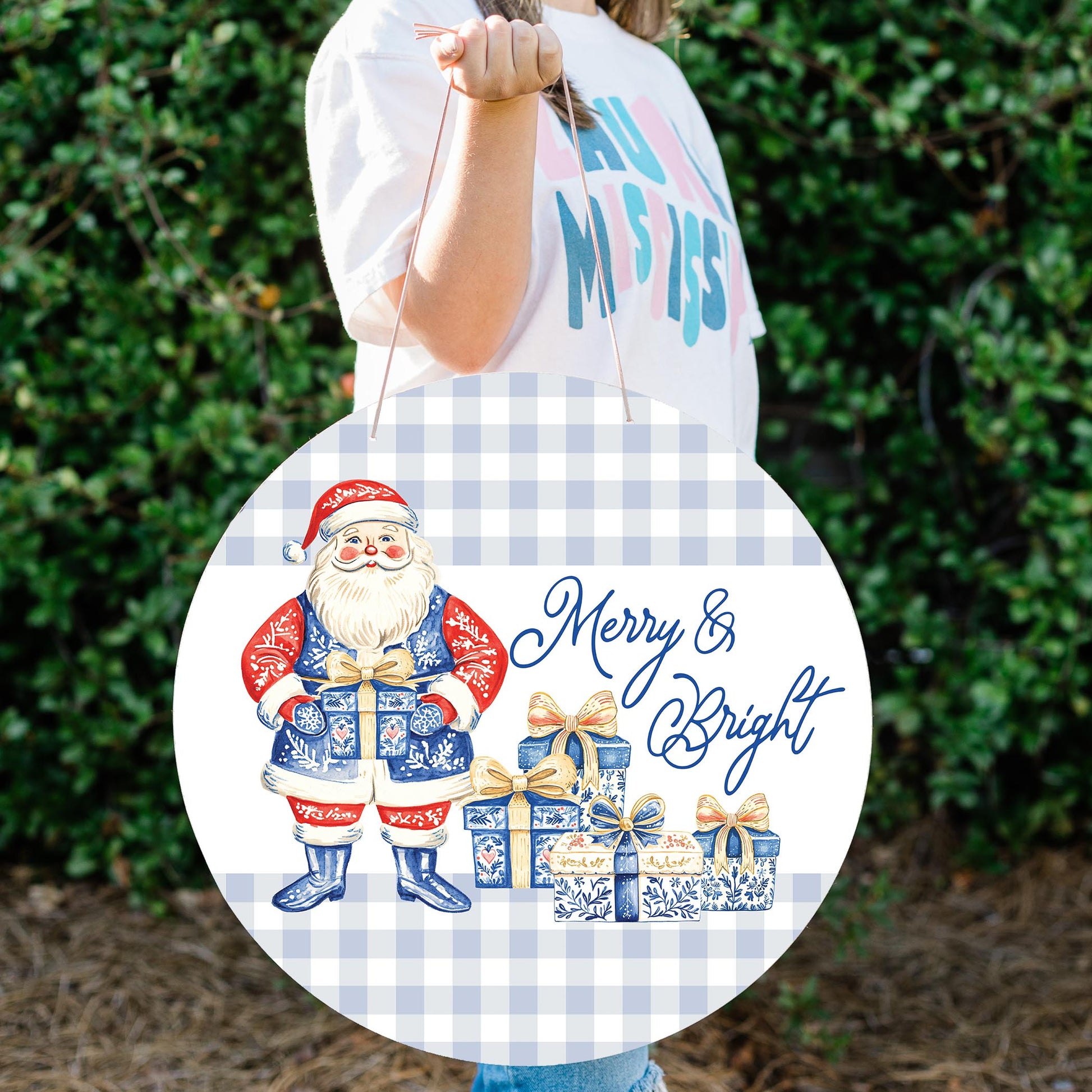 20" Door Hanger-Blue Noel - A Grand Millennial Christmas -1