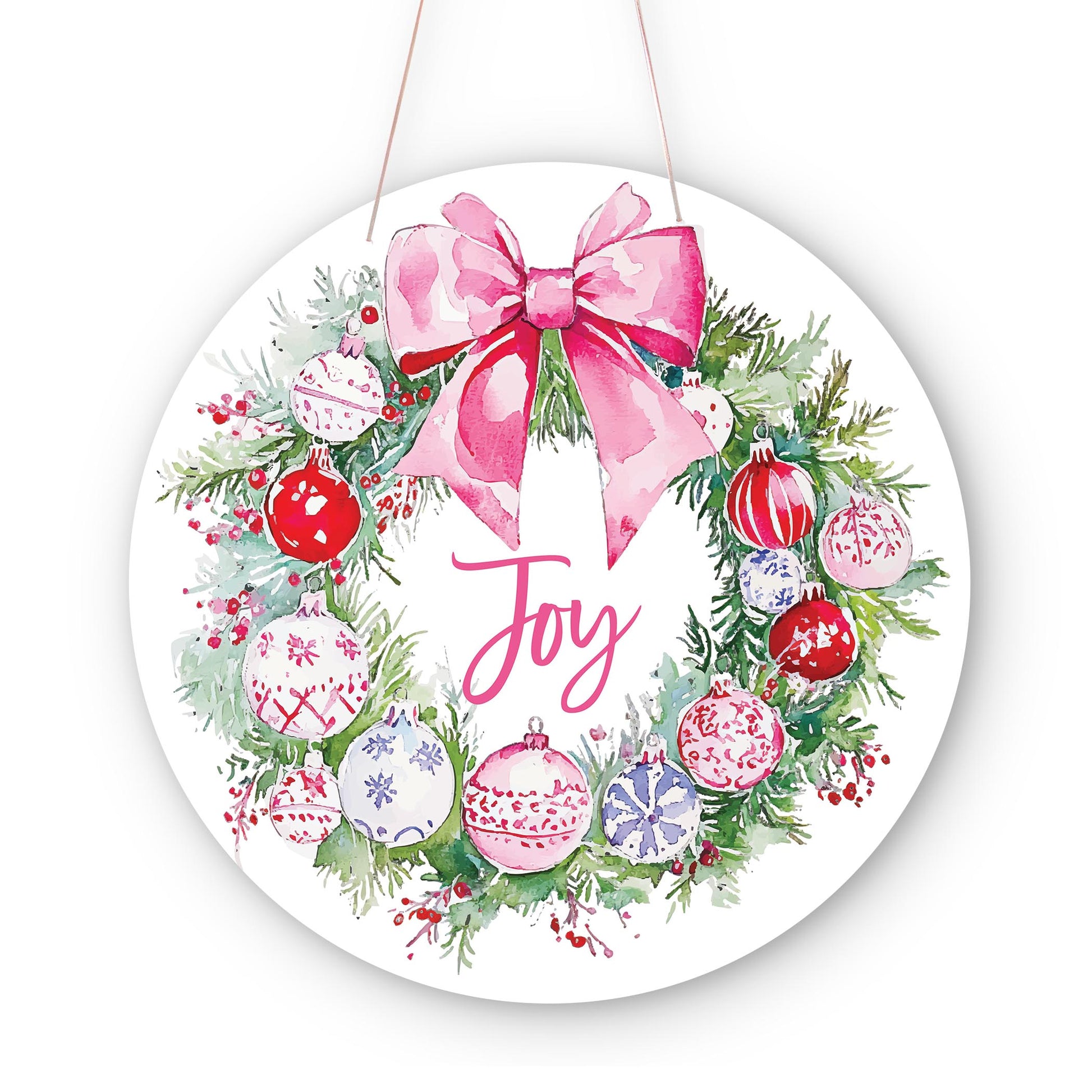 20" Door Hanger-Blush & Baubles - A Grand Millennial Christmas -0
