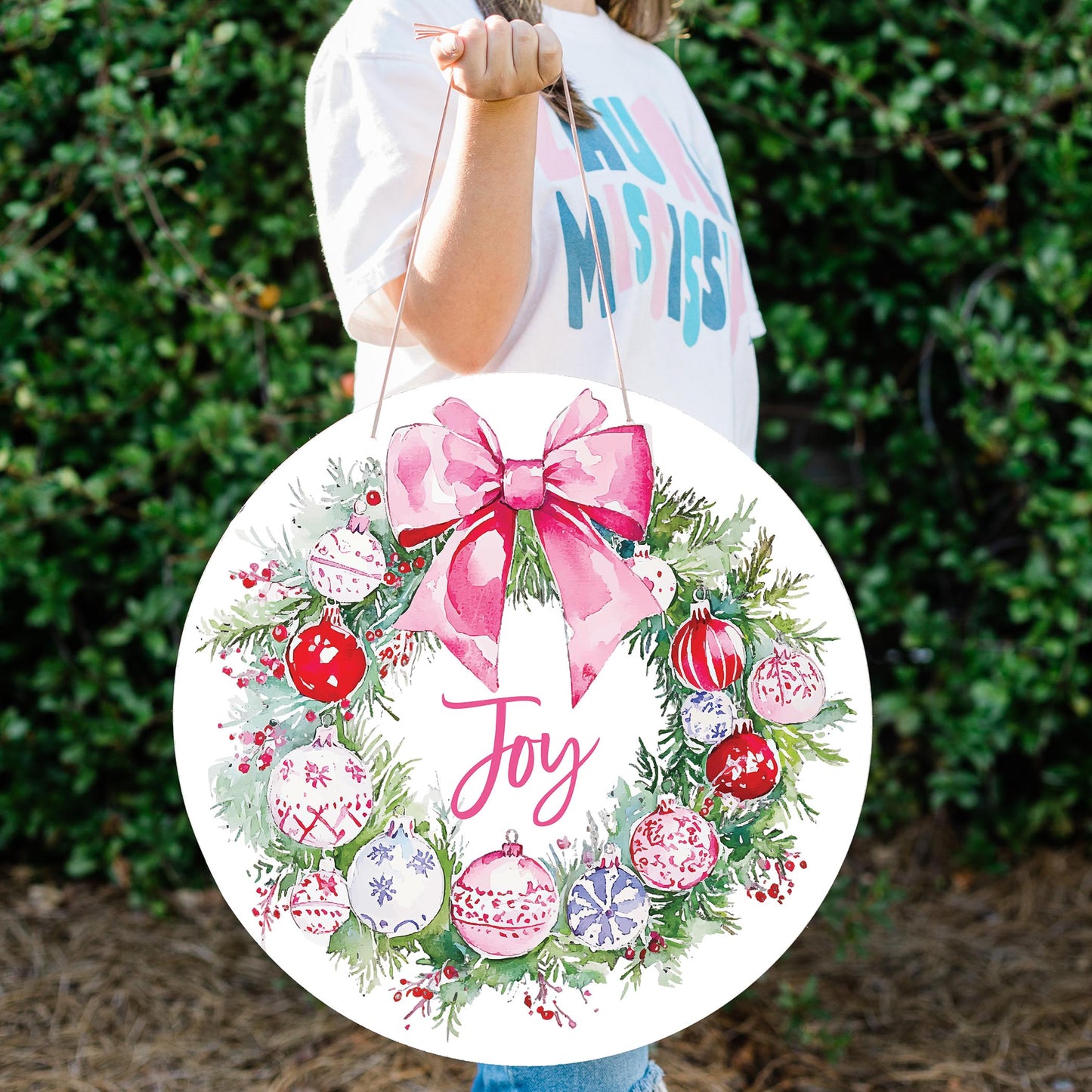 20" Door Hanger-Blush & Baubles - A Grand Millennial Christmas -1