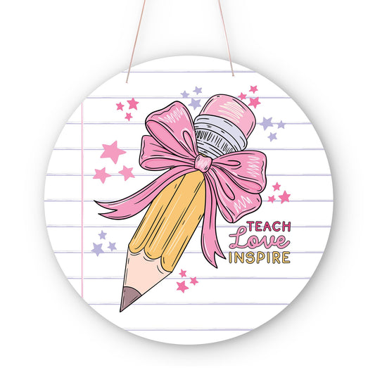 20" Door Hanger-Classroom Coquette Teach Love Inspire -0