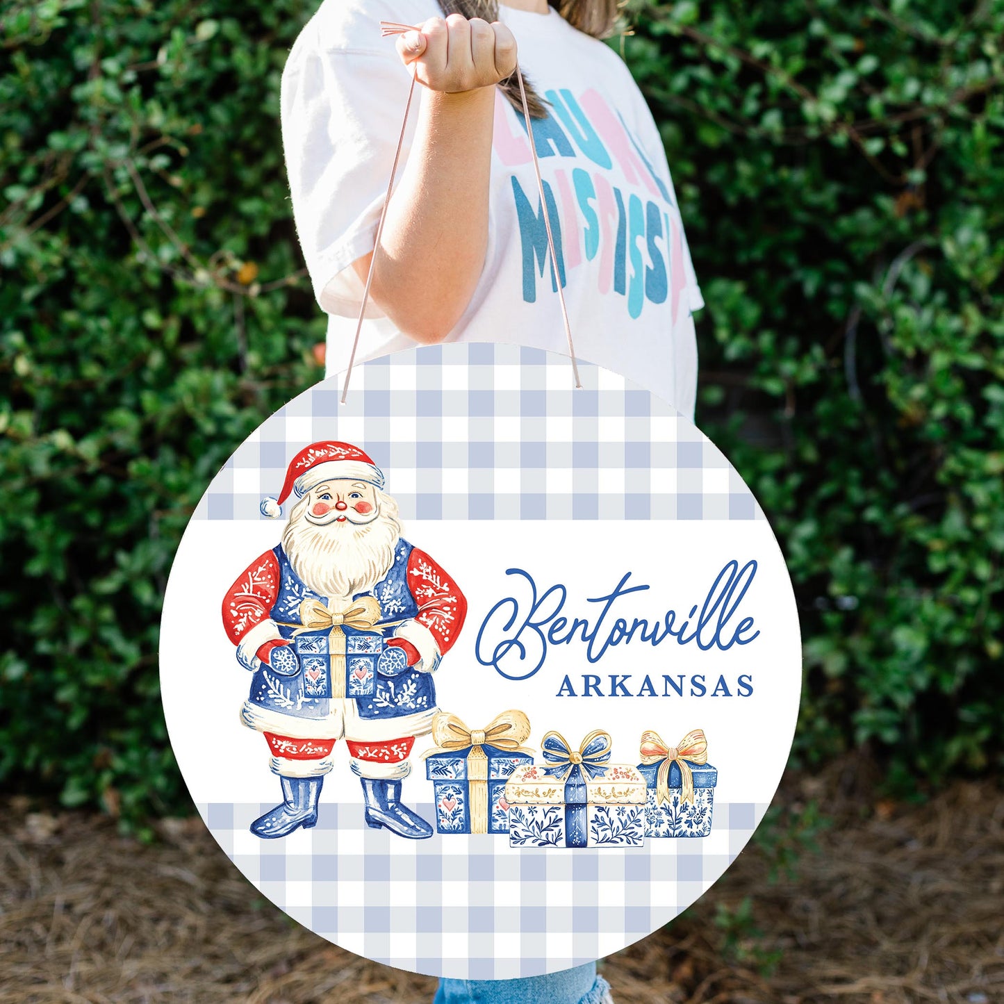 20" Door Hanger-Love+Local Blue Noel - A Grand Millennial Christmas -1