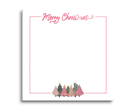 8x8 Glass Dry Erase-Pink Trees Merry Christmas Notes