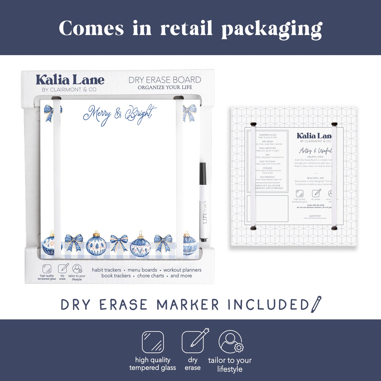 8x8 Glass Dry Erase-Blue Noel - A Grand Millennial Christmas -3