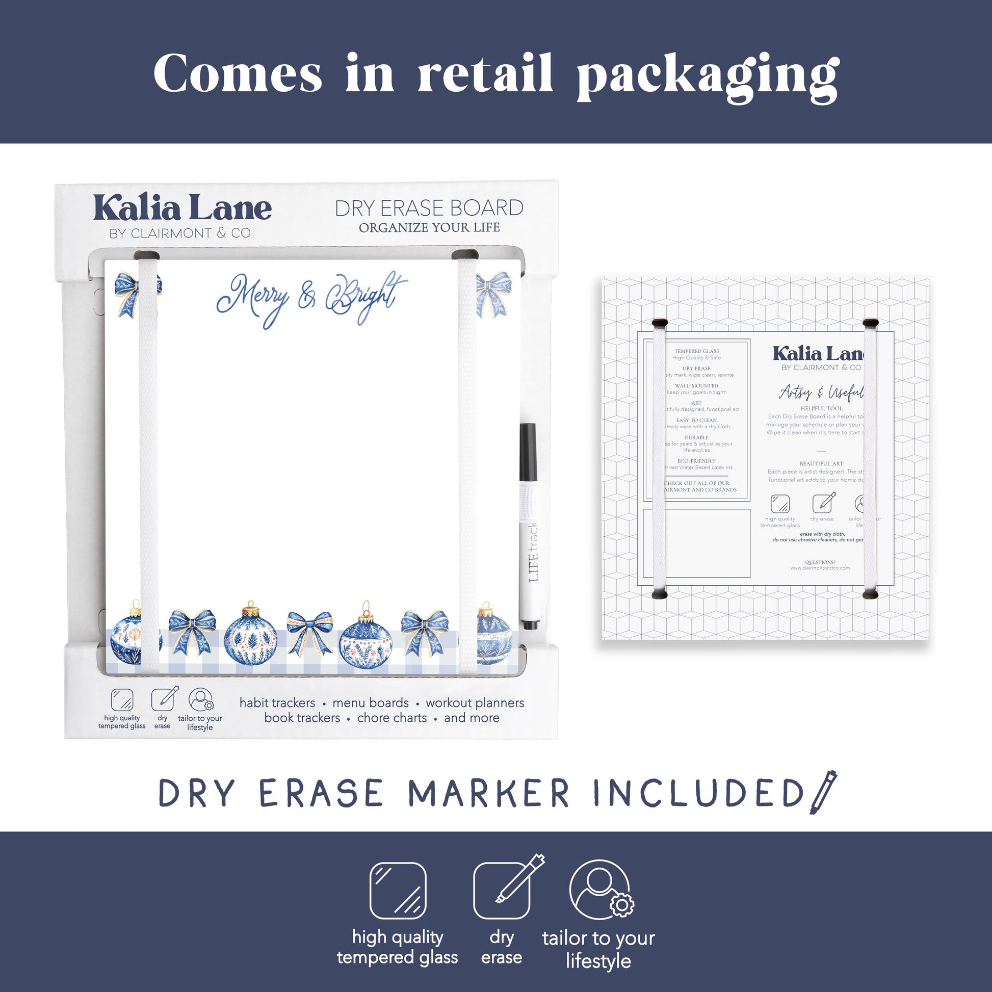 8x8 Glass Dry Erase-Blue Noel - A Grand Millennial Christmas -3