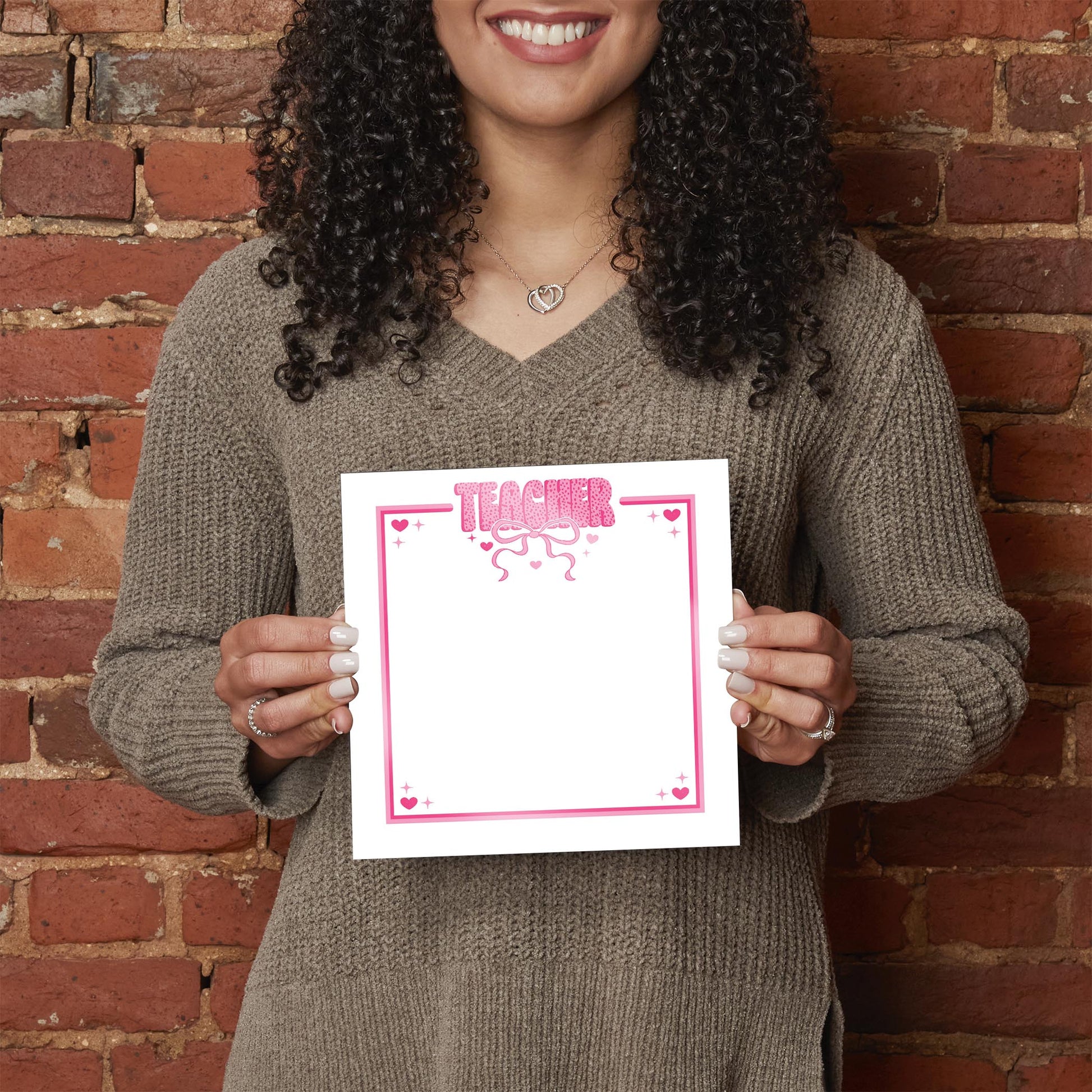 8x8 Glass Dry Erase-Classroom Coquette Teacher Hearts & Bow Notes -2