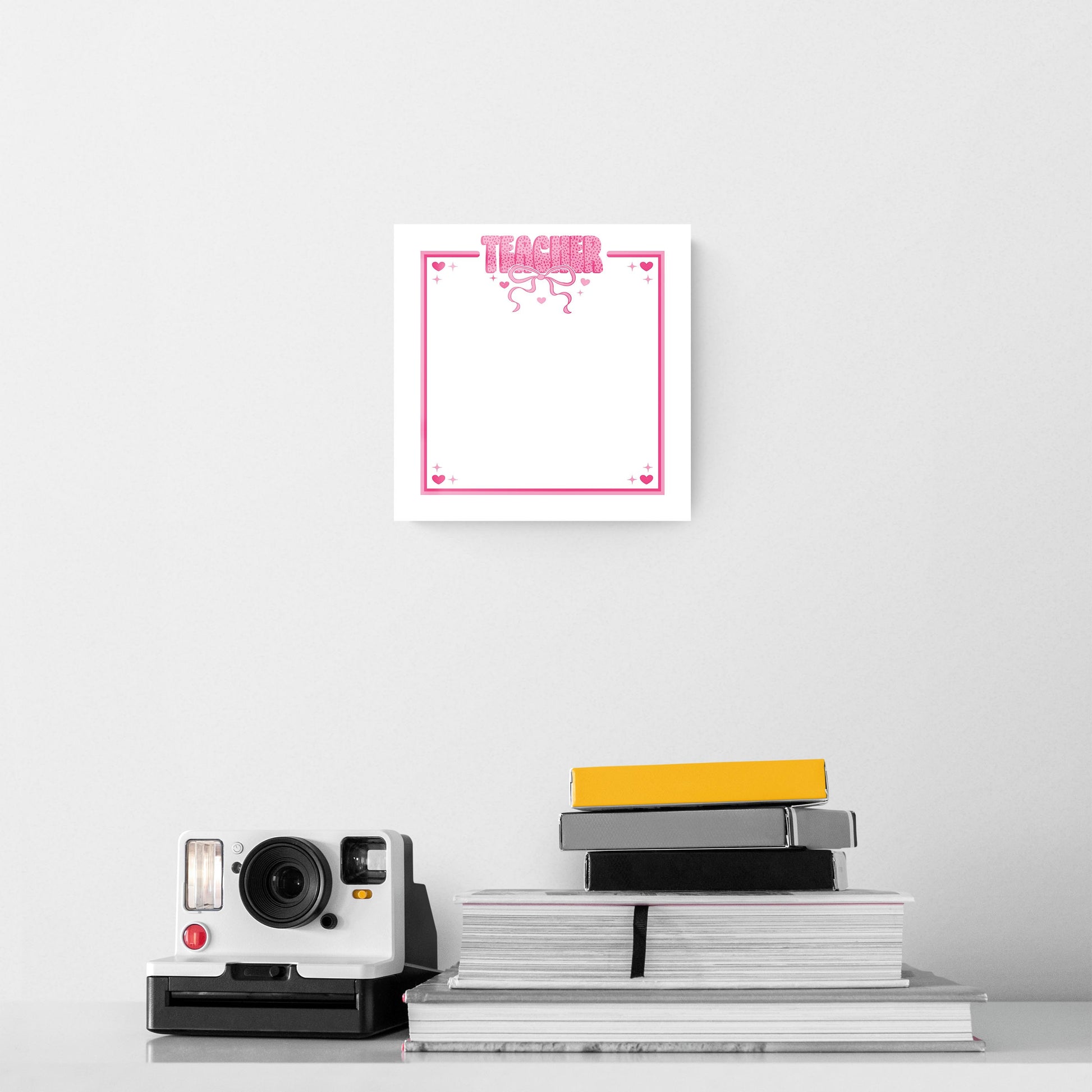 8x8 Glass Dry Erase-Classroom Coquette Teacher Hearts & Bow Notes -5