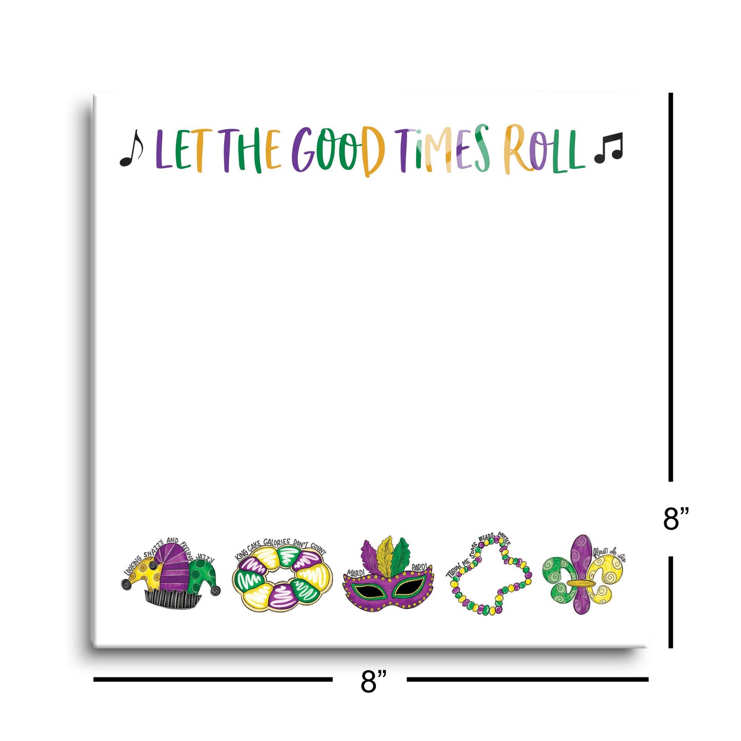 8x8 Glass Dry Erase-Mardi Gras Let The Good Times Roll