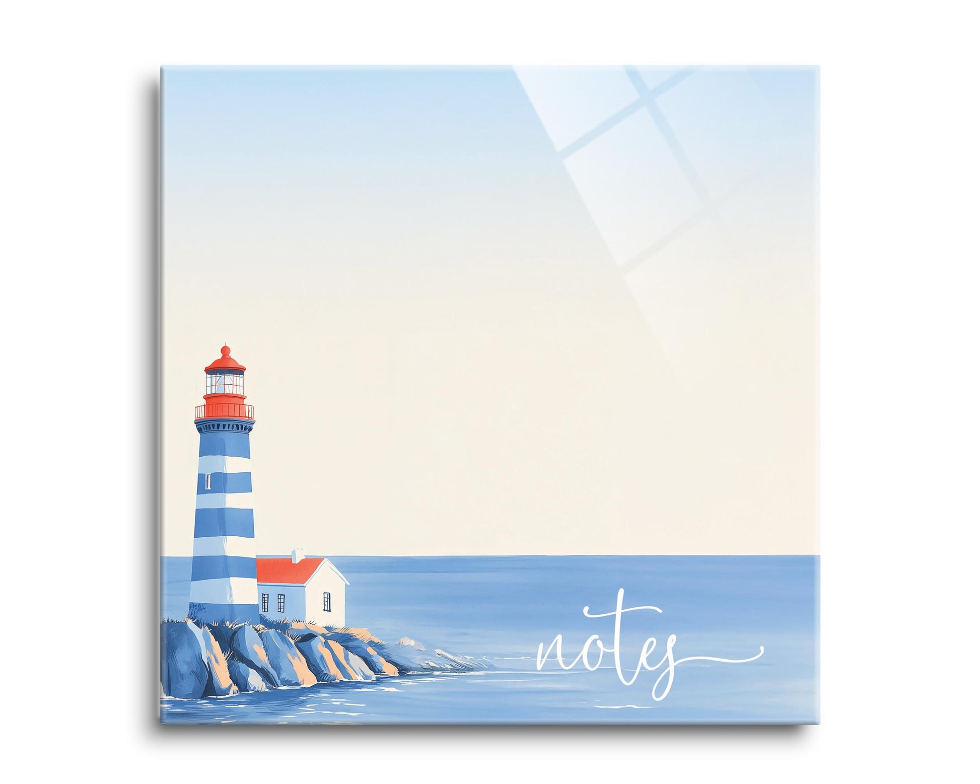 8x8 Glass Dry Erase-New England Tides Lighthouse Notes -0