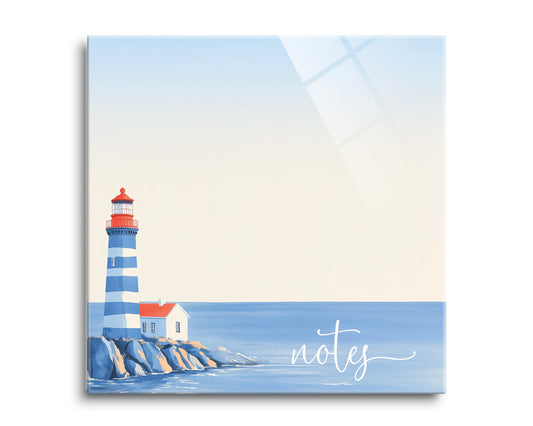 8x8 Glass Dry Erase-New England Tides Lighthouse Notes -0