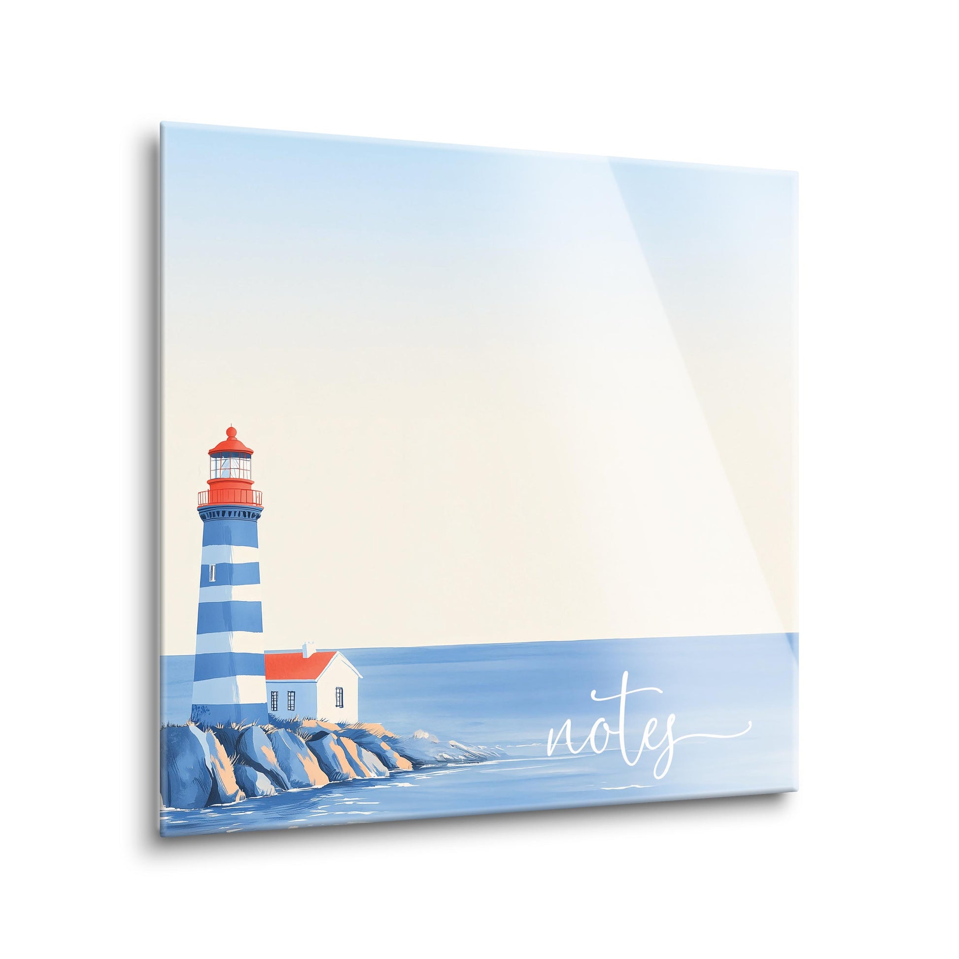 8x8 Glass Dry Erase-New England Tides Lighthouse Notes -1