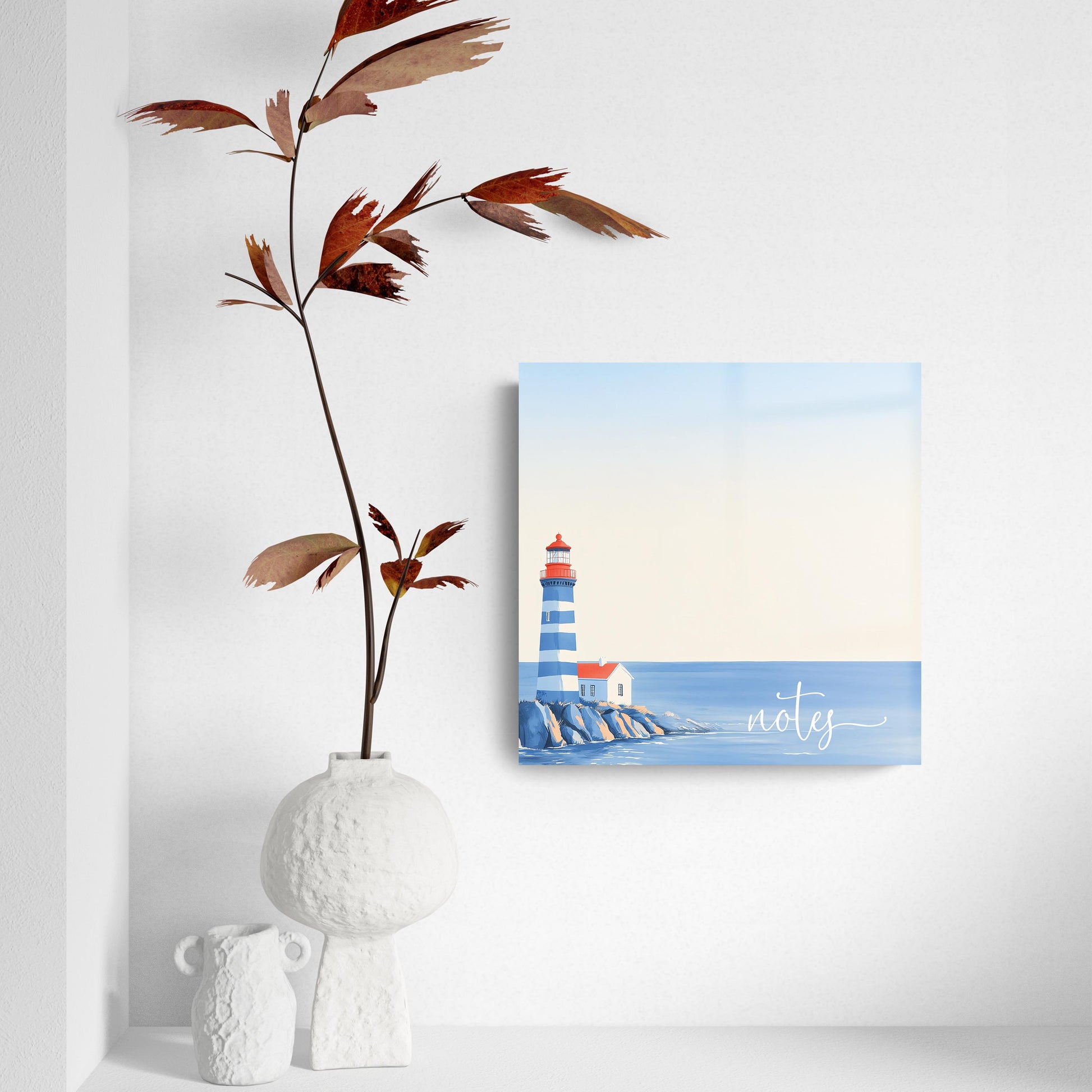 8x8 Glass Dry Erase-New England Tides Lighthouse Notes -4