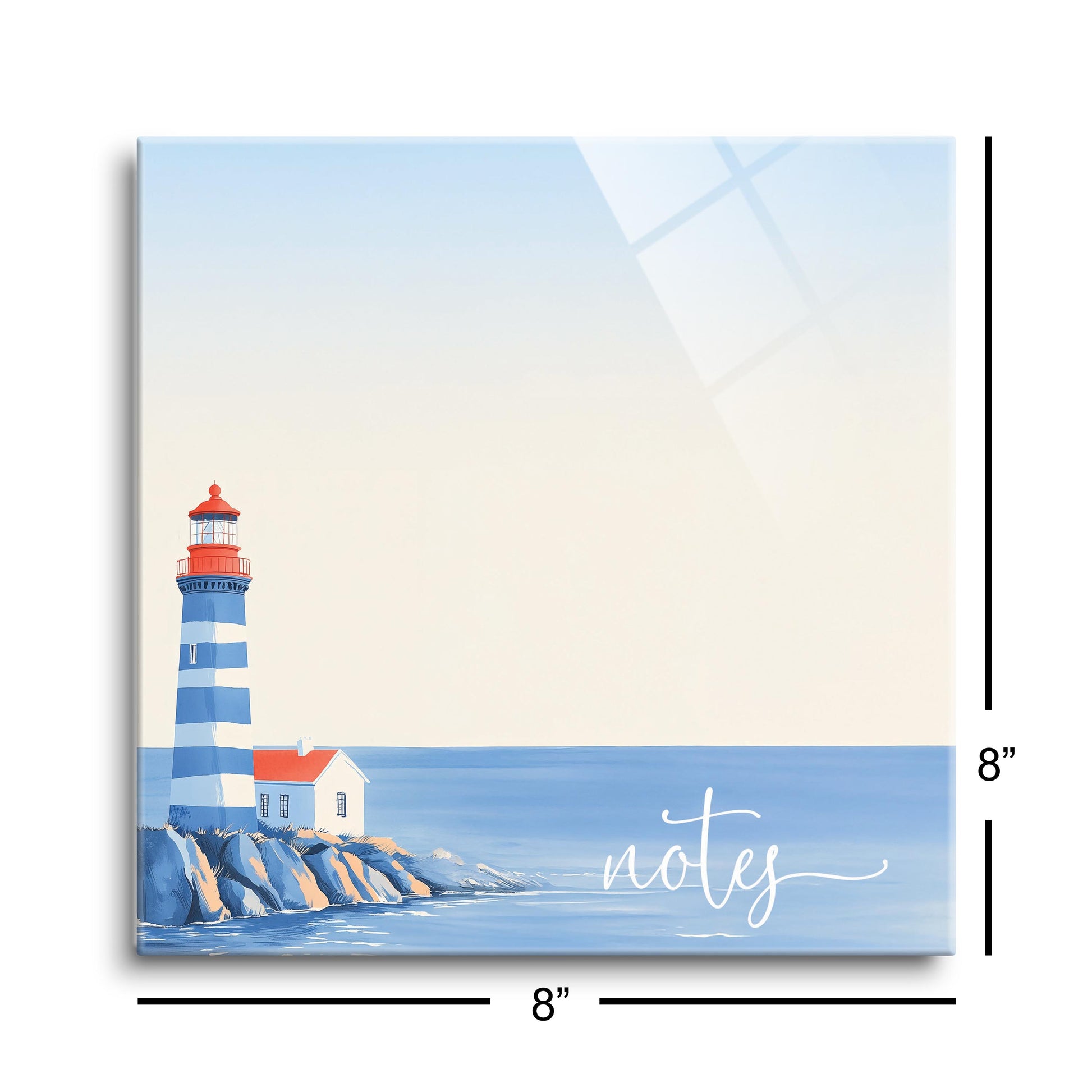 8x8 Glass Dry Erase-New England Tides Lighthouse Notes -8