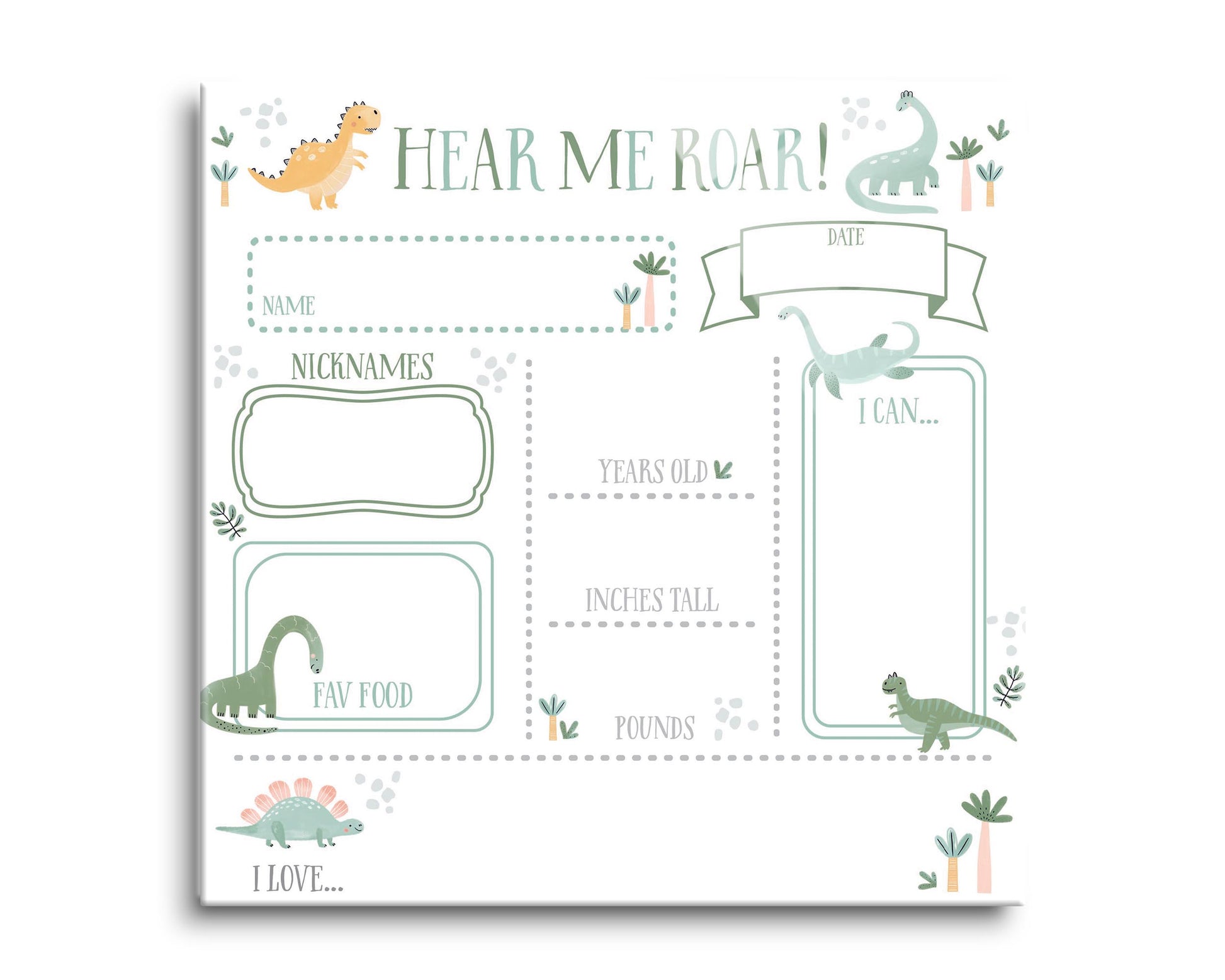 8x8 Glass Dry Erase-Dinosaur Nursery Hear Me Roar Dashboard -0