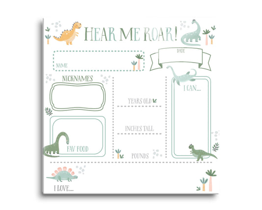 8x8 Glass Dry Erase-Dinosaur Nursery Hear Me Roar Dashboard -0