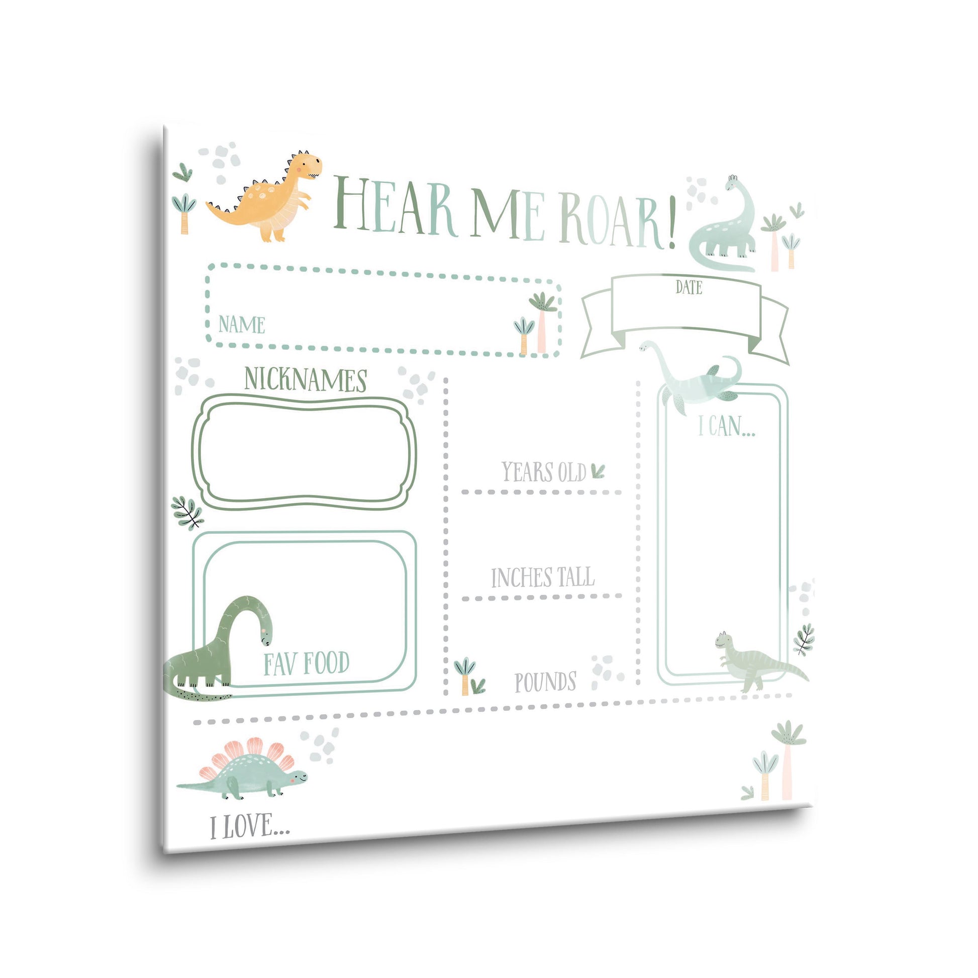 8x8 Glass Dry Erase-Dinosaur Nursery Hear Me Roar Dashboard -1