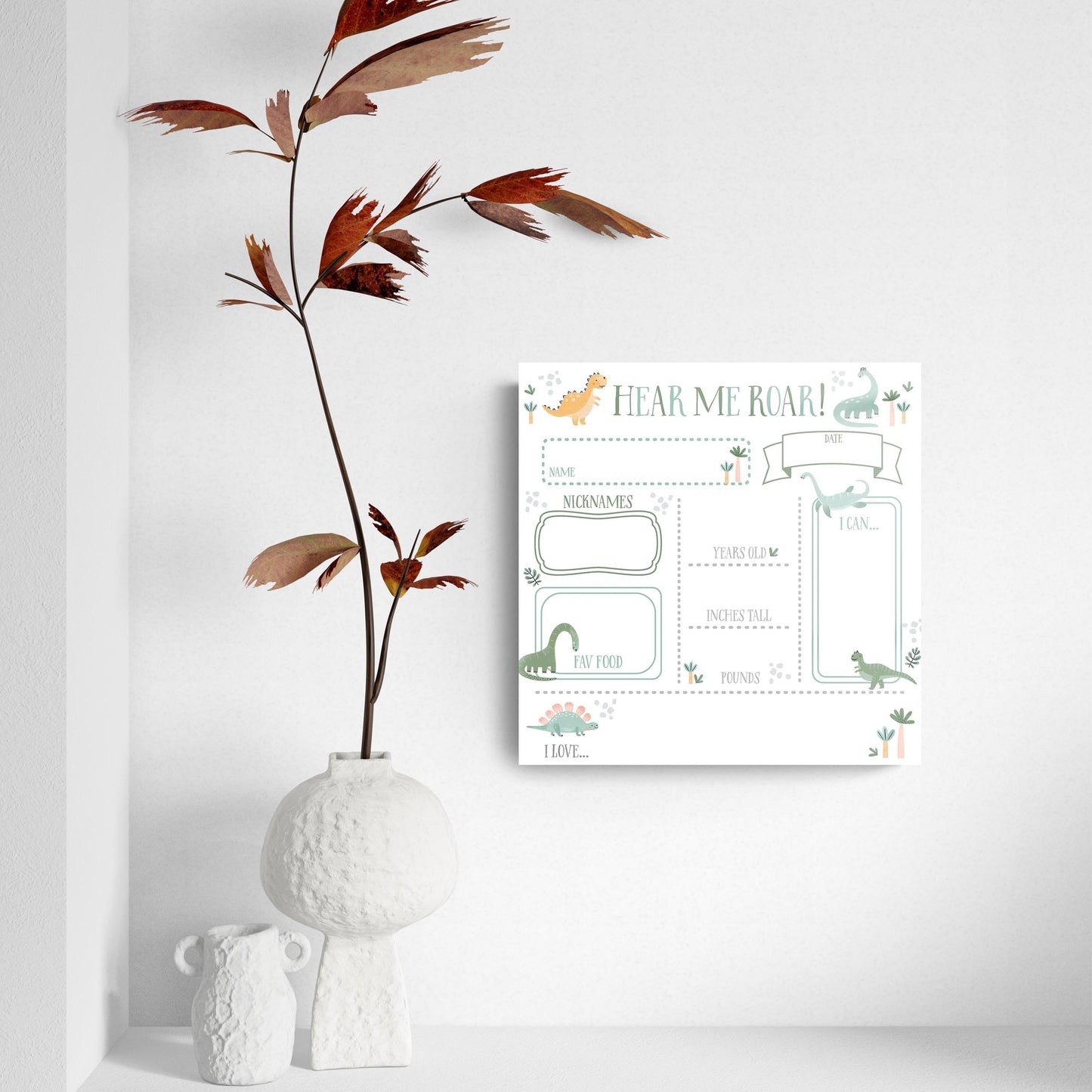 8x8 Glass Dry Erase-Dinosaur Nursery Hear Me Roar Dashboard -4