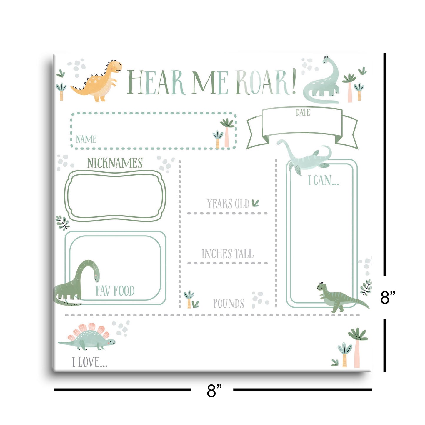 8x8 Glass Dry Erase-Dinosaur Nursery Hear Me Roar Dashboard -8