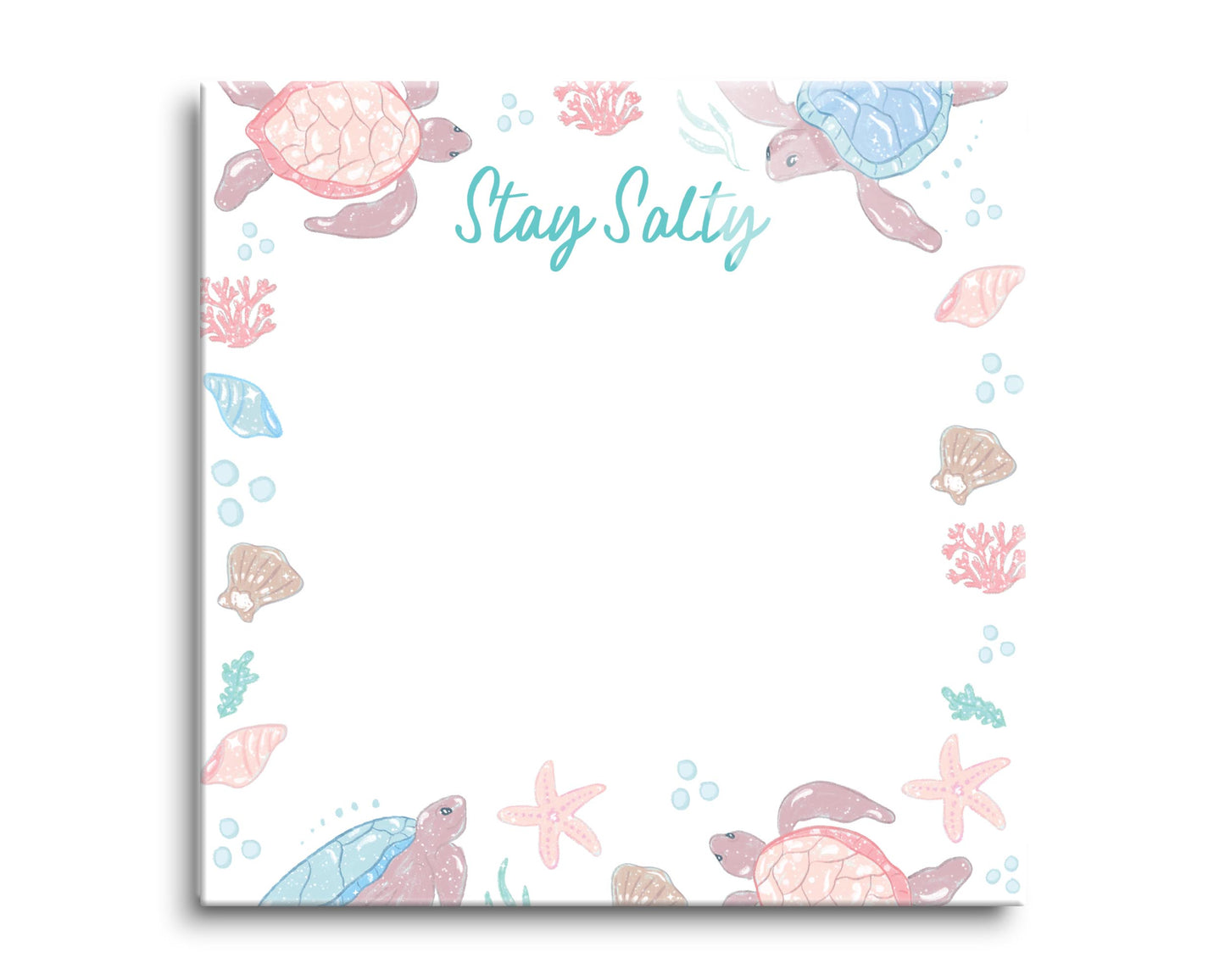 8x8 Glass Dry Erase-Coastal Sea Turtles Stay Salty Notes