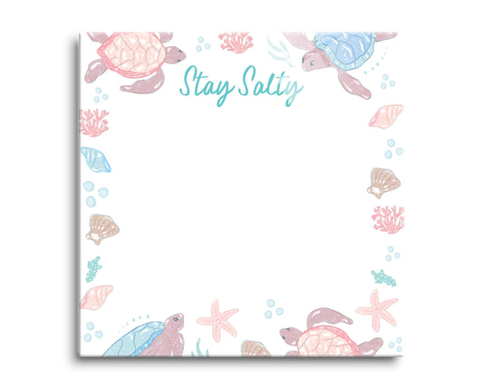 8x8 Glass Dry Erase-Coastal Sea Turtles Stay Salty Notes