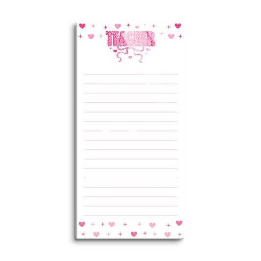 8x16 Glass Dry Erase-Classroom Coquette Teacher Hearts & Bow Notes -0
