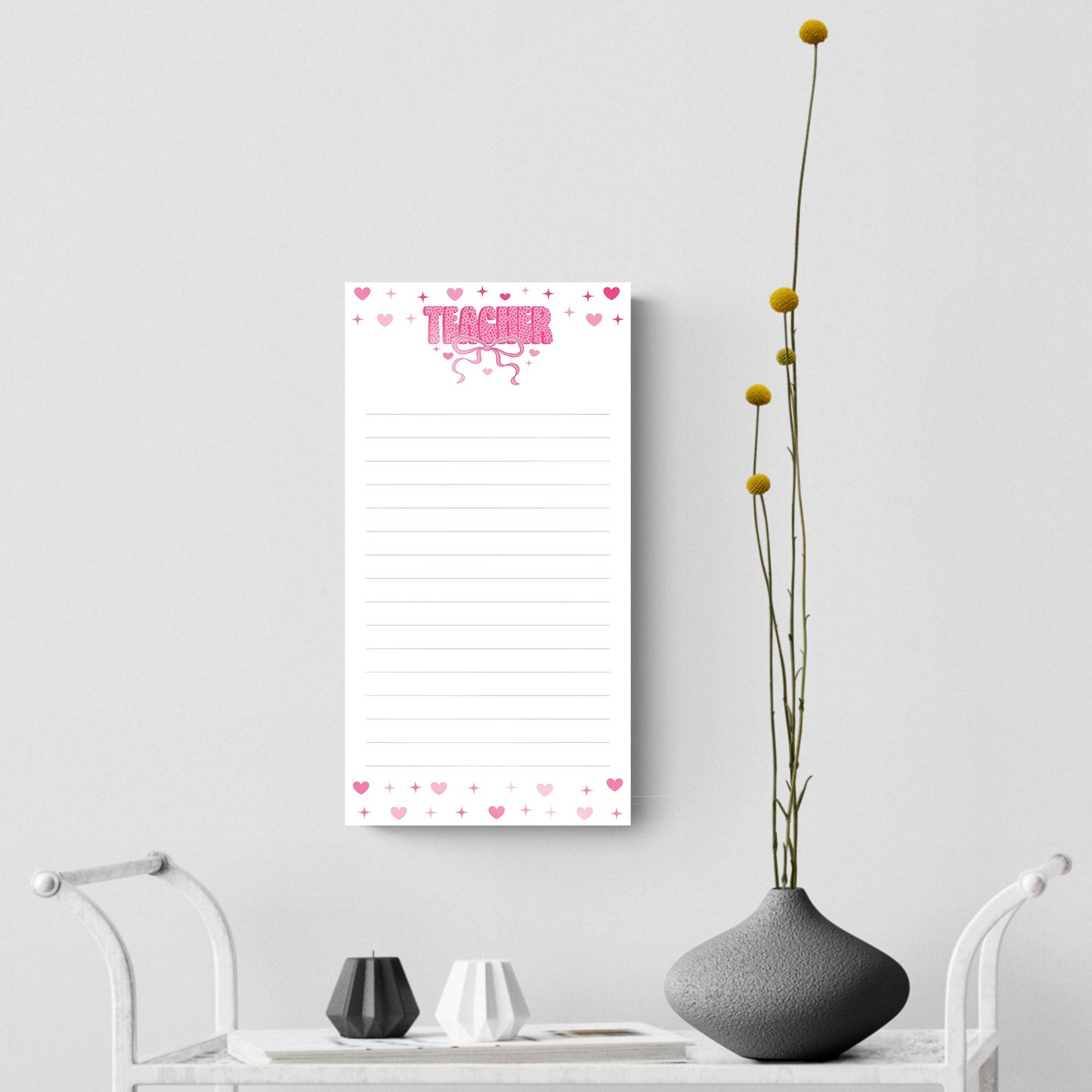 8x16 Glass Dry Erase-Classroom Coquette Teacher Hearts & Bow Notes -4