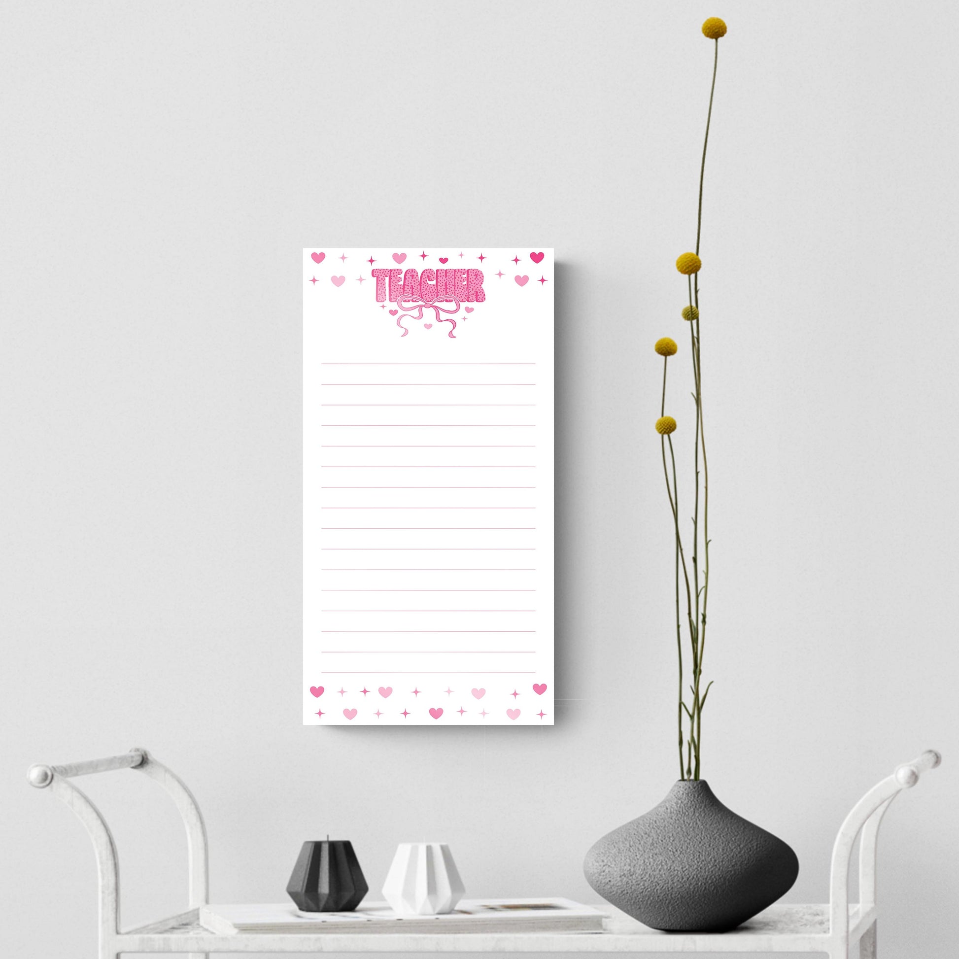 8x16 Glass Dry Erase-Classroom Coquette Teacher Hearts & Bow Notes -4