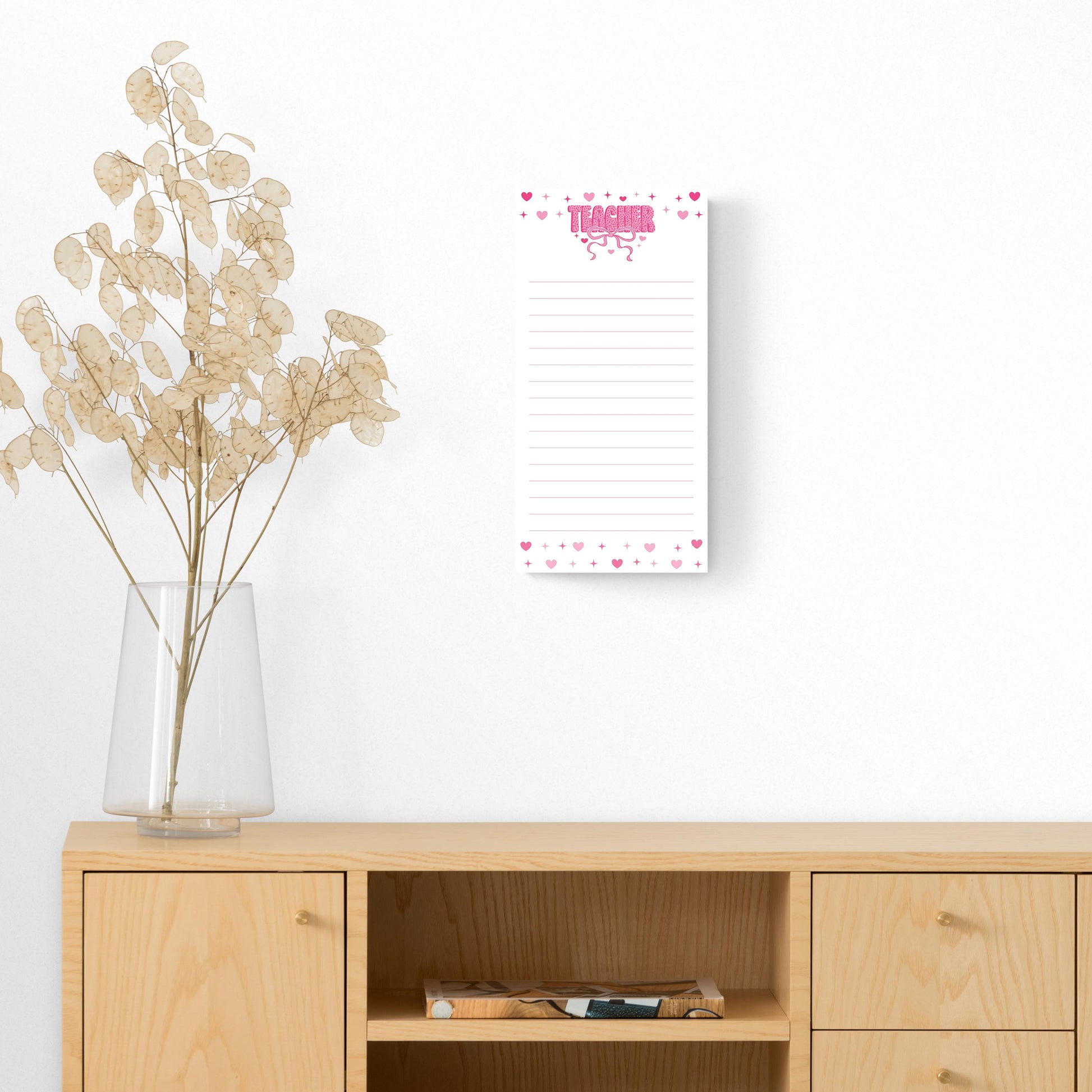 8x16 Glass Dry Erase-Classroom Coquette Teacher Hearts & Bow Notes -5