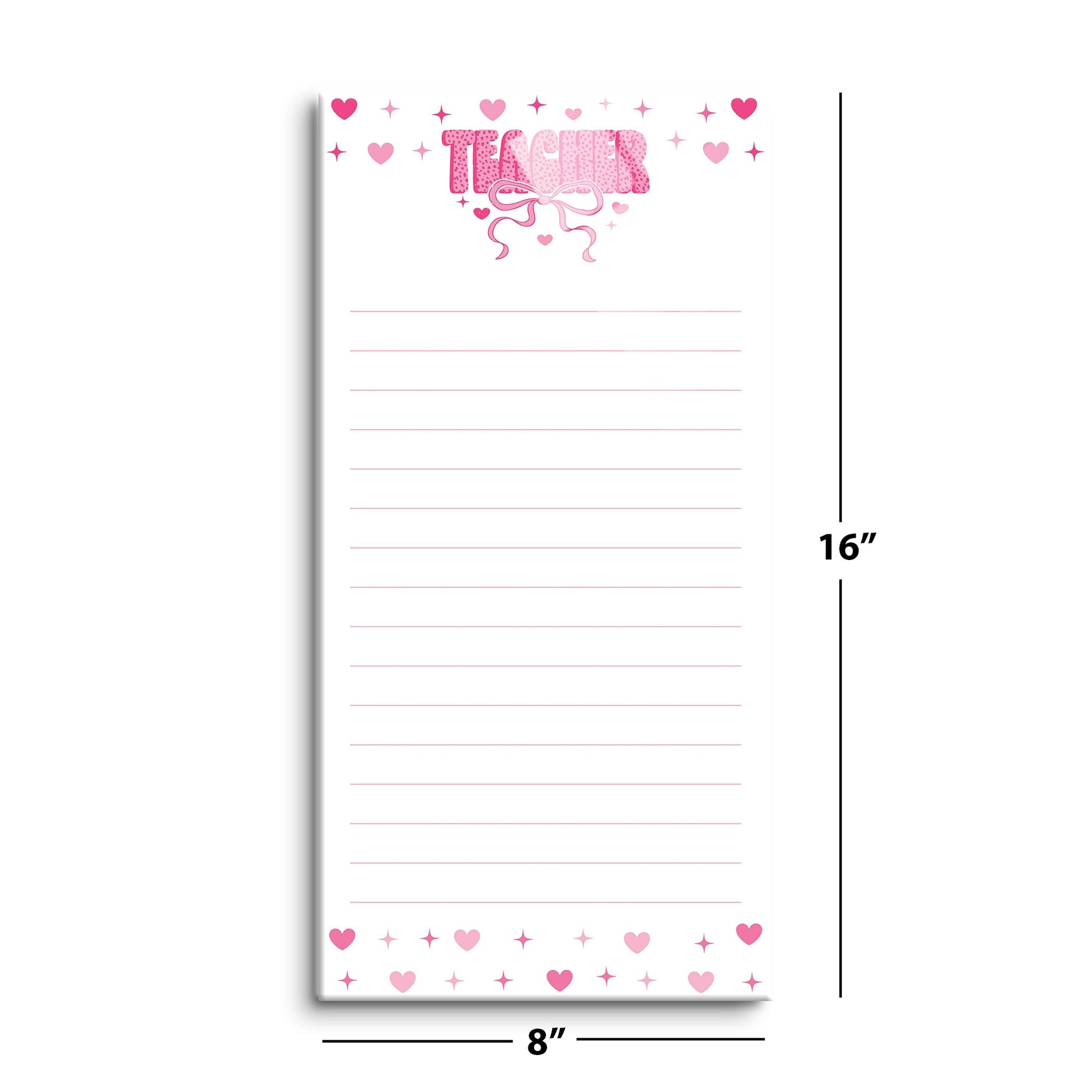 8x16 Glass Dry Erase-Classroom Coquette Teacher Hearts & Bow Notes -8
