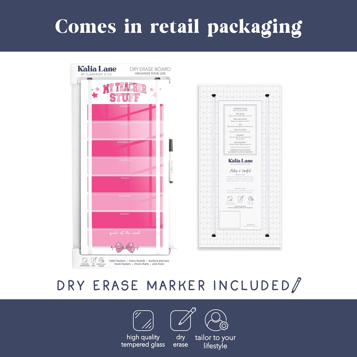 8x16 Glass Dry Erase-Classroom Coquette My Teacher Stuff Weekly Planner -3