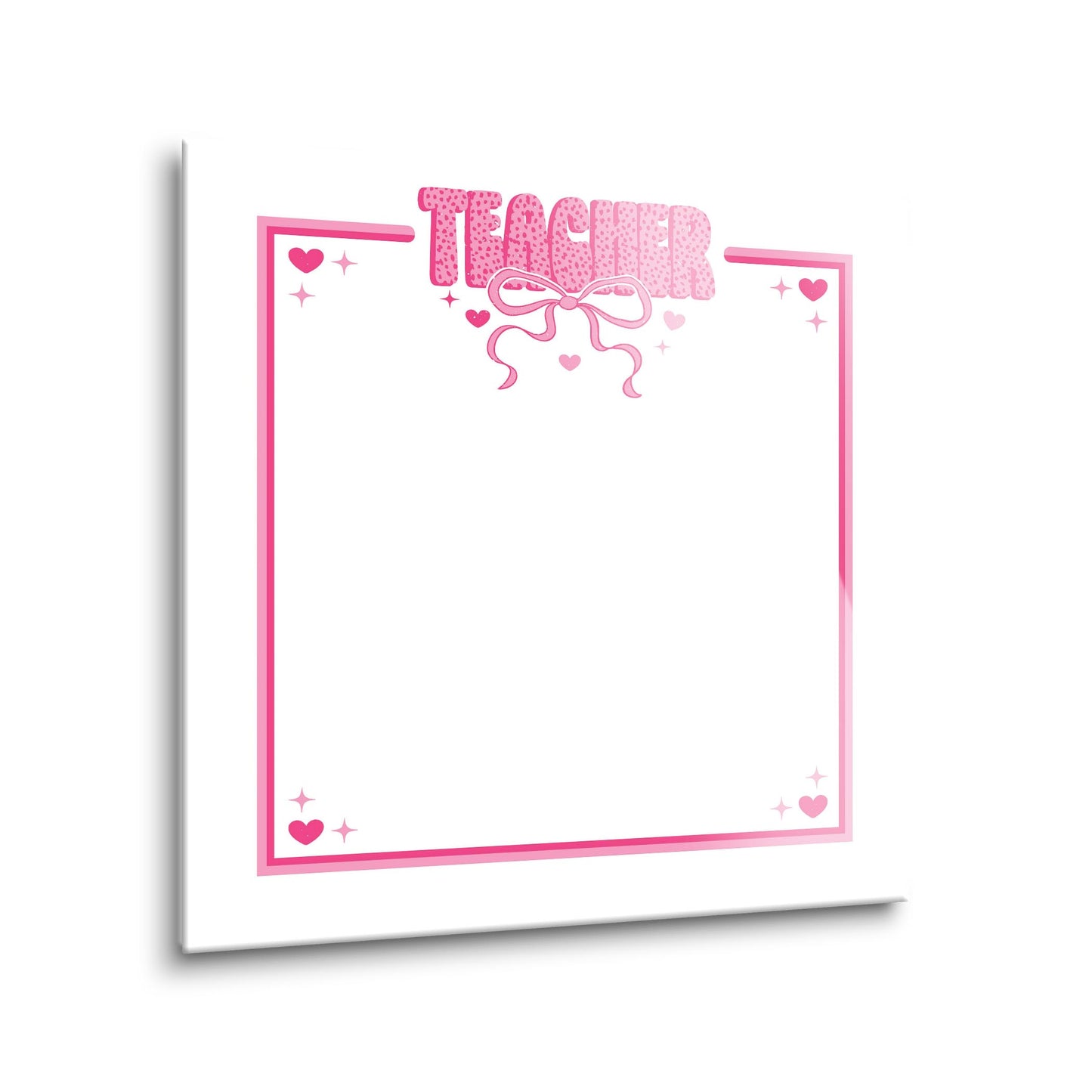 12x12 Glass Dry Erase-Classroom Coquette Teacher Hearts & Bow Notes -1