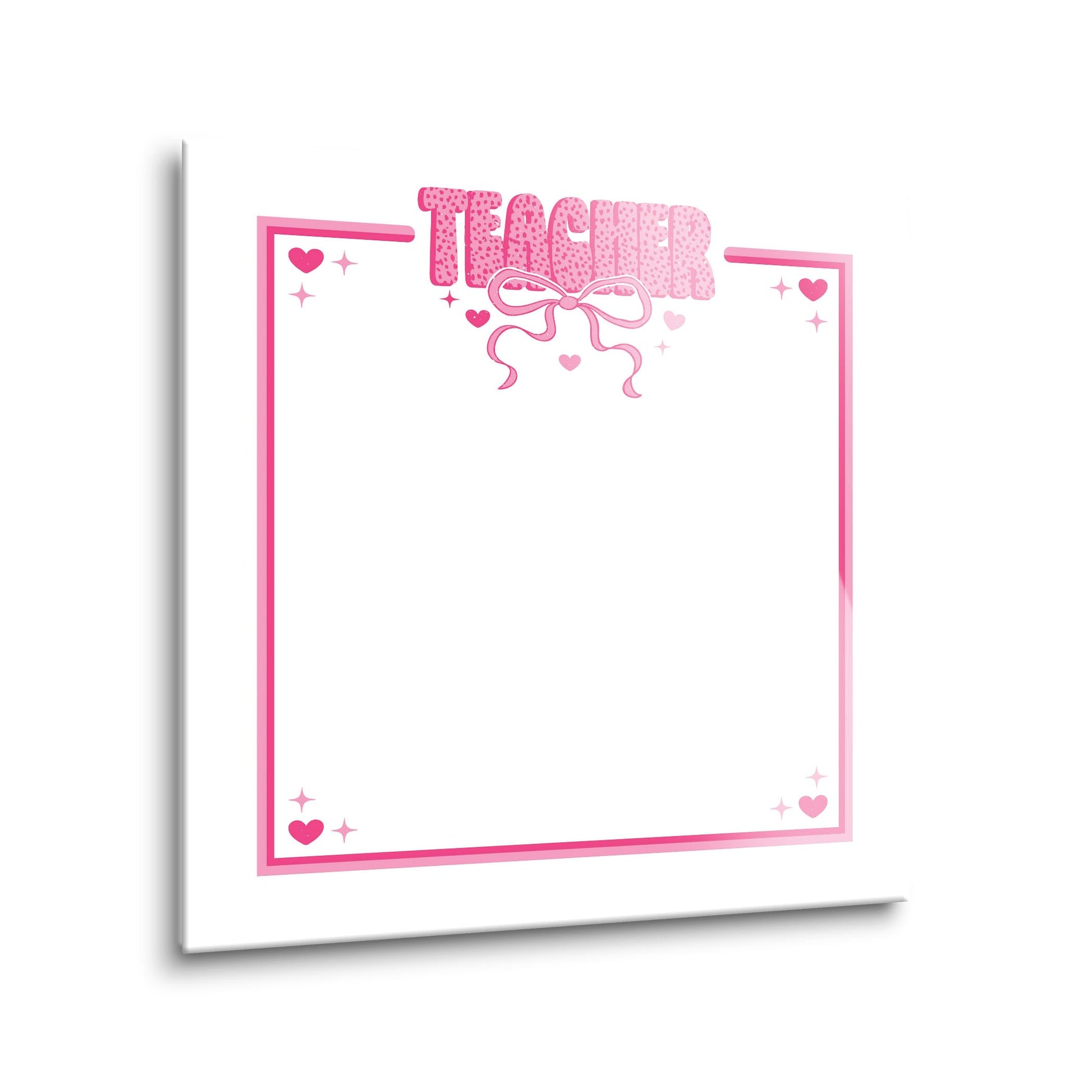12x12 Glass Dry Erase-Classroom Coquette Teacher Hearts & Bow Notes -1