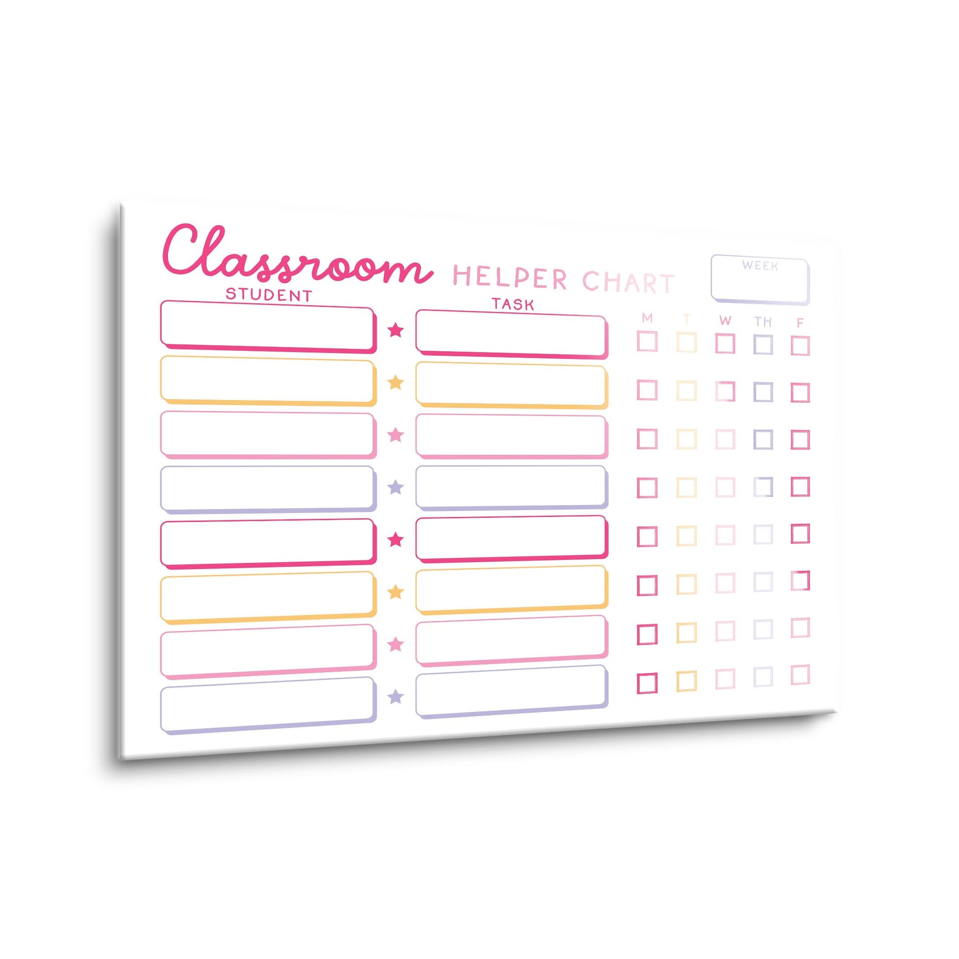 12x16 Glass Dry Erase Horizontal-Classroom Coquette Helper Chart -1