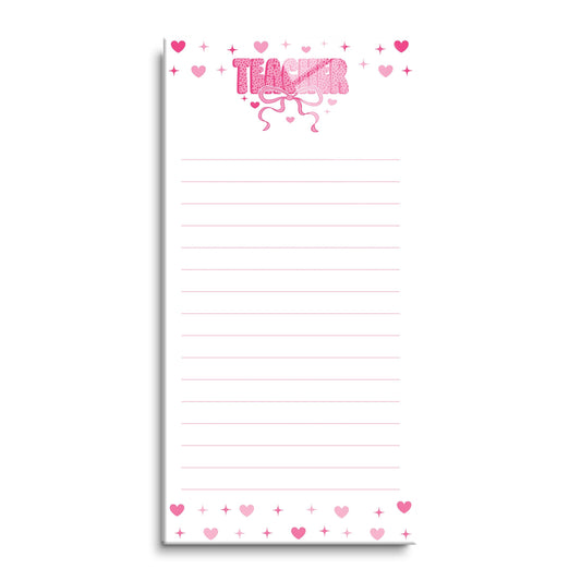 12x24 Glass Dry Erase-Classroom Coquette Teacher Hearts & Bow Notes -0