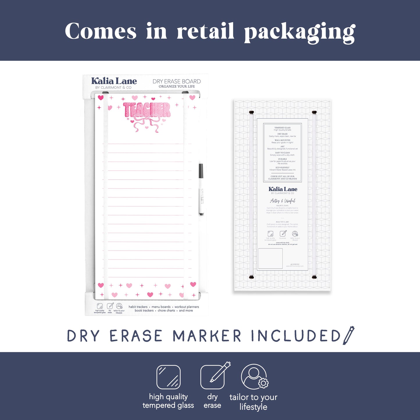 12x24 Glass Dry Erase-Classroom Coquette Teacher Hearts & Bow Notes -3