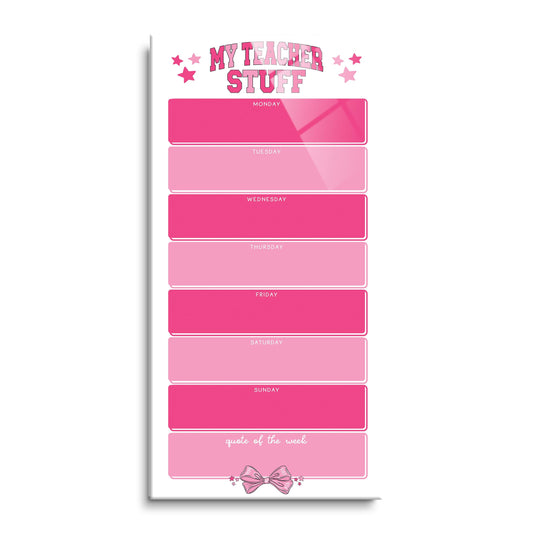12x24 Glass Dry Erase-Classroom Coquette My Teacher Stuff Weekly Planner -0