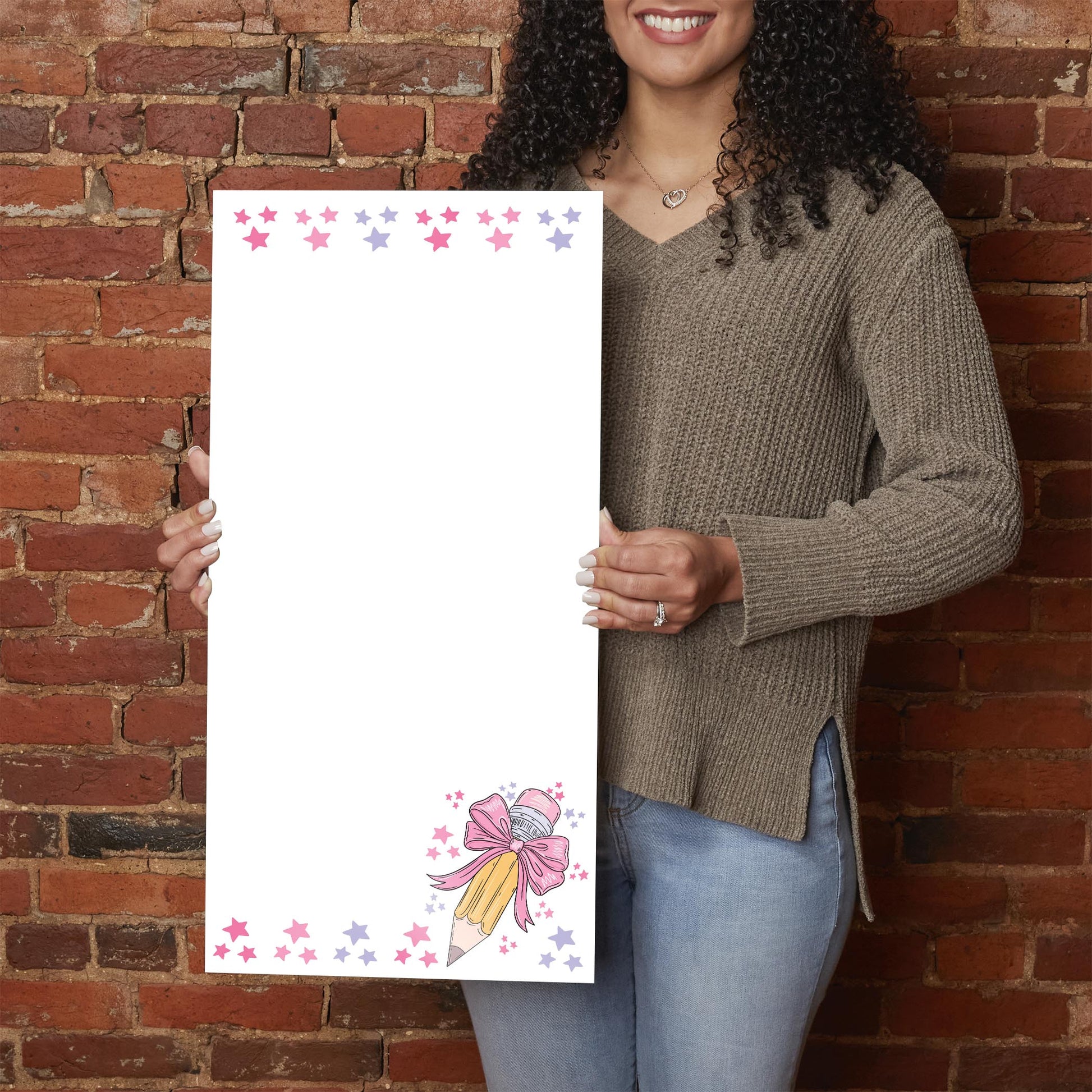 12x24 Glass Dry Erase-Classroom Coquette Pencil Stars Notes -2