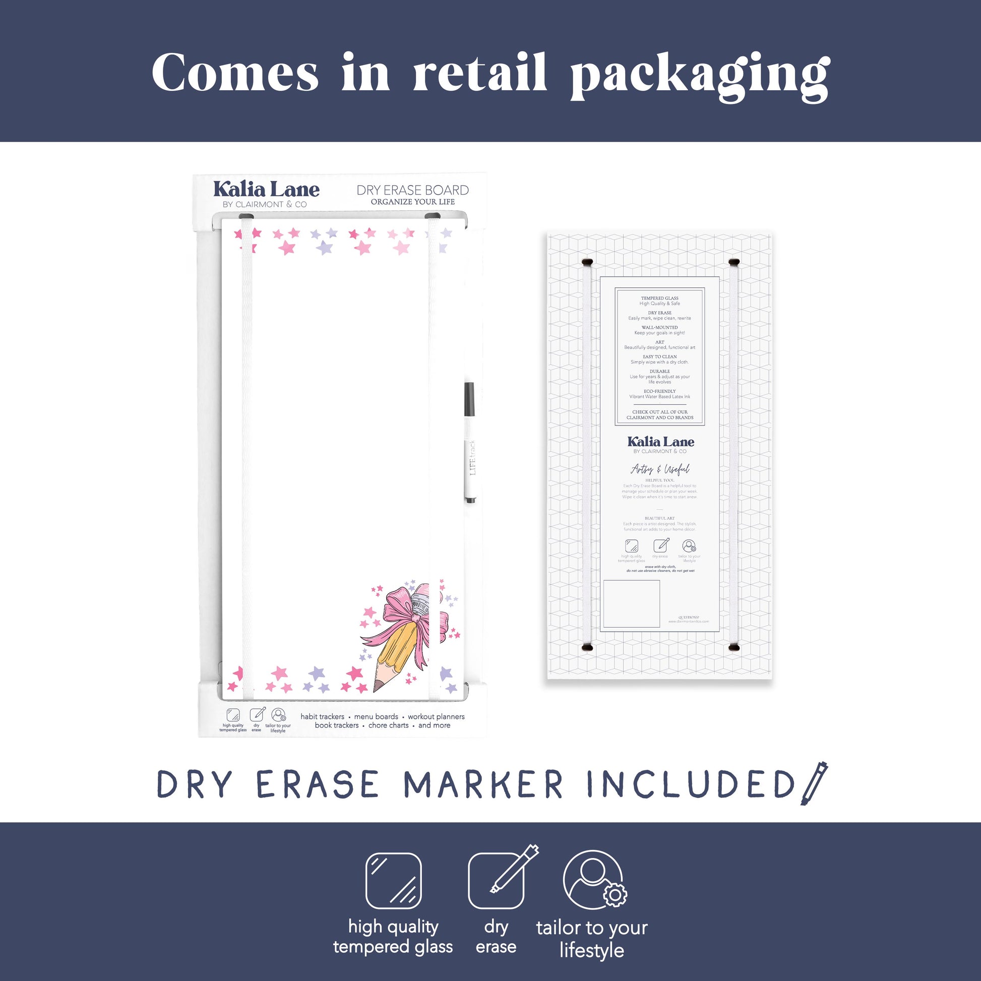 12x24 Glass Dry Erase-Classroom Coquette Pencil Stars Notes -3