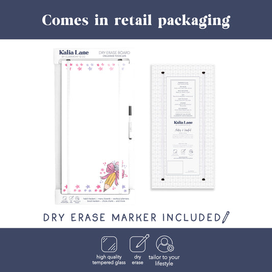 12x24 Glass Dry Erase-Classroom Coquette Pencil Stars Notes -3