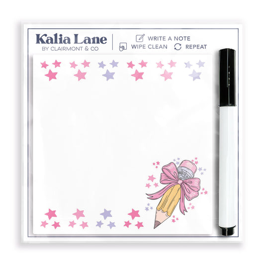 4x4 Clear Reminder Kalia Lane-Classroom Coquette Pencil Stars Notes -0