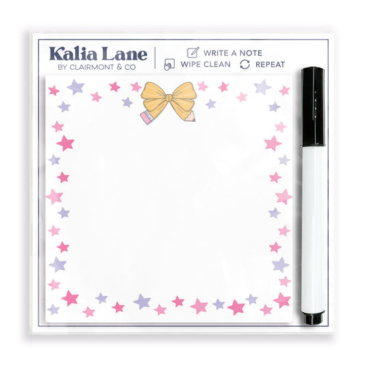 4x4 Clear Reminder Kalia Lane-Classroom Coquette Pencil Bow Stars Notes -0